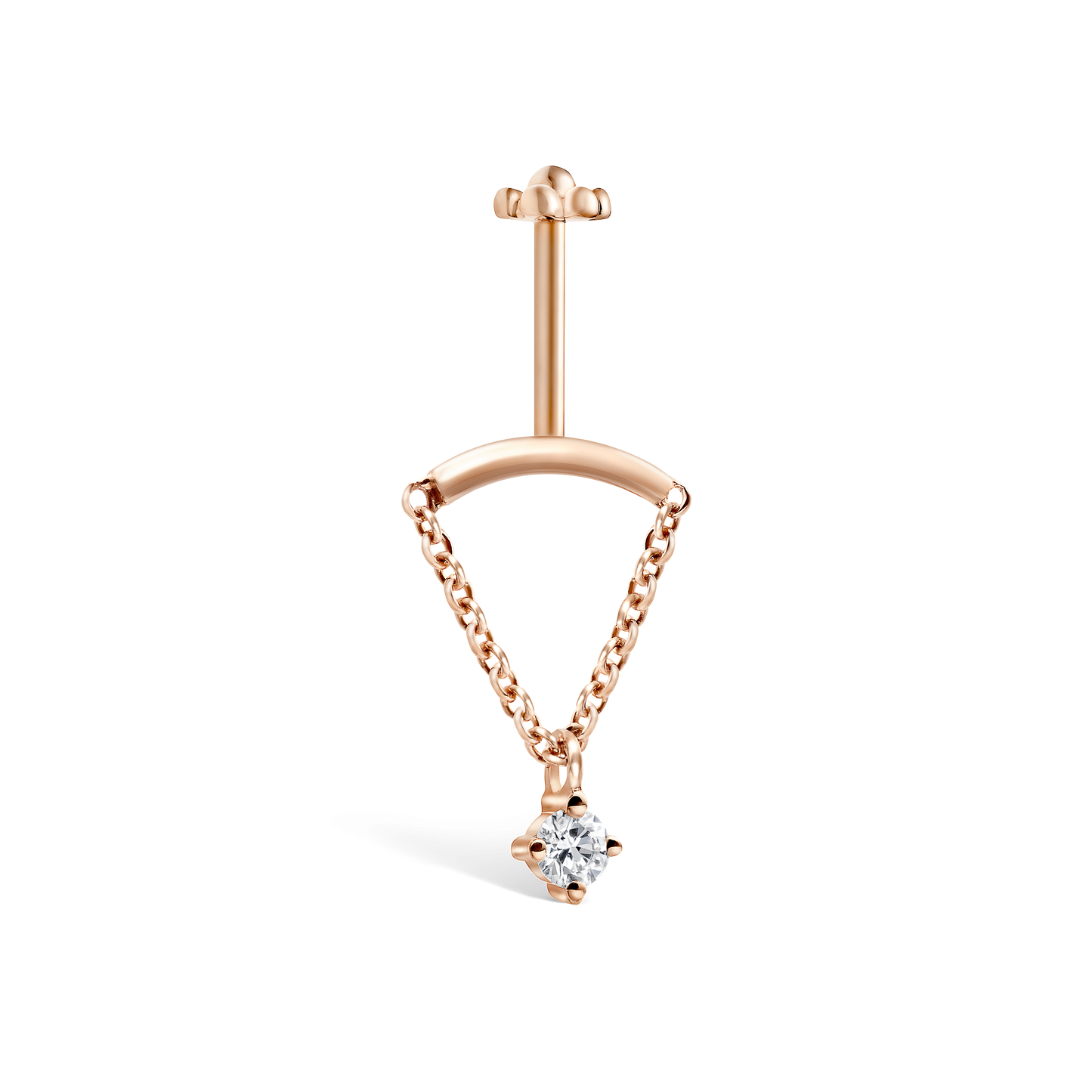 Prong Set Diamond Drape Threaded Stud Earring