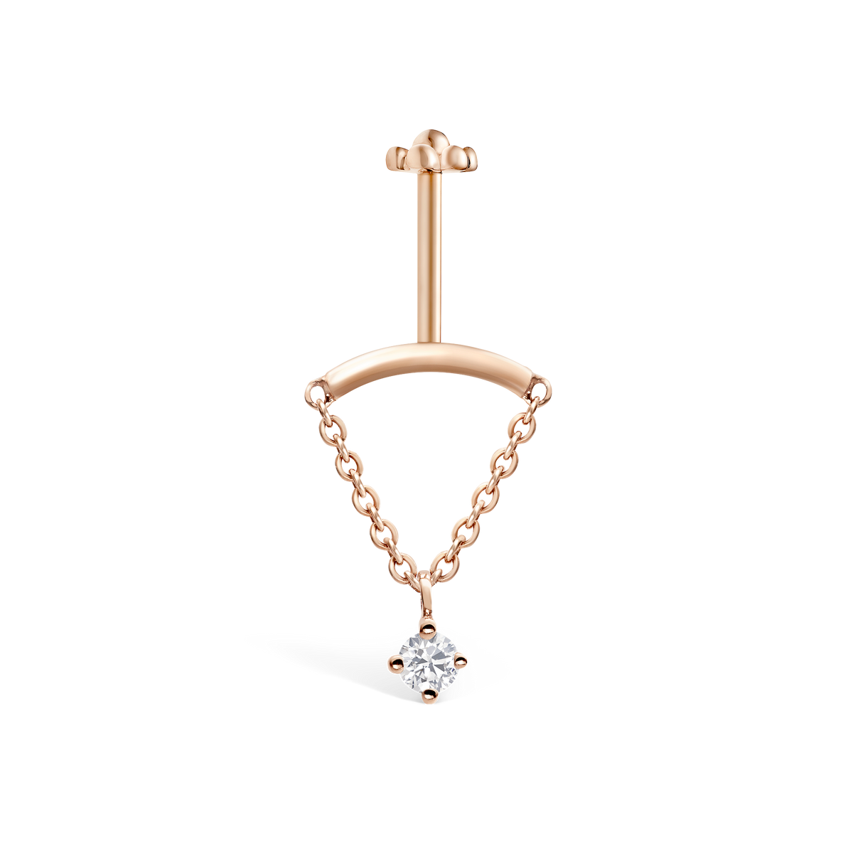 Prong Set Diamond Drape Threaded Stud Earring