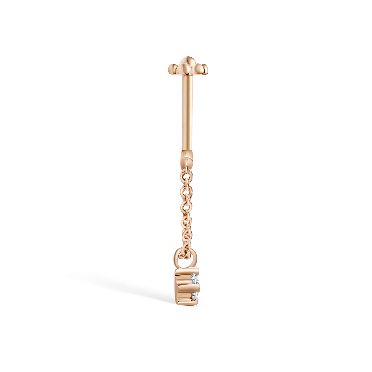 Prong Set Diamond Drape Threaded Stud Earring