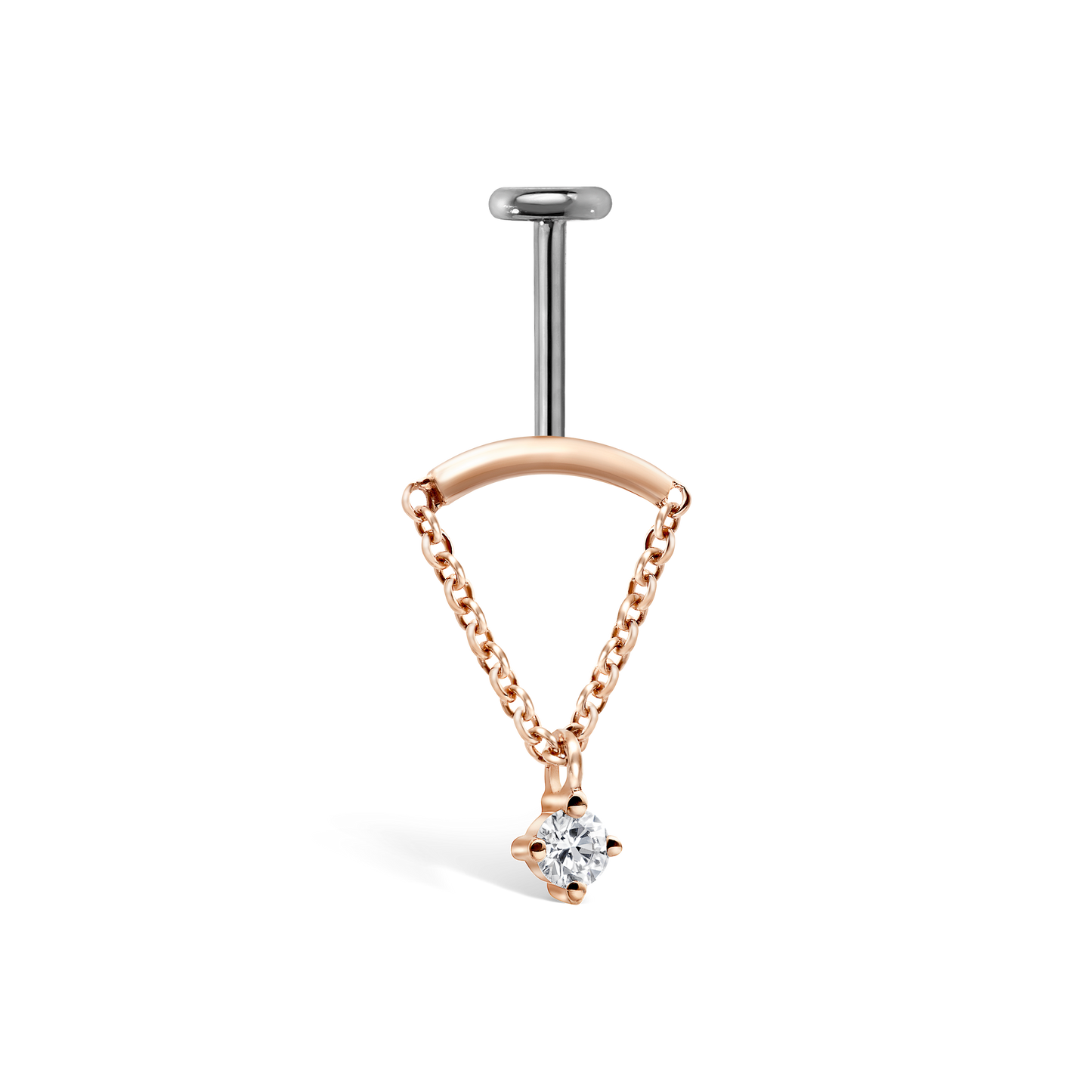 Invisible Set Triangle Diamond Drape Threaded Stud Earring With Titanium Backing