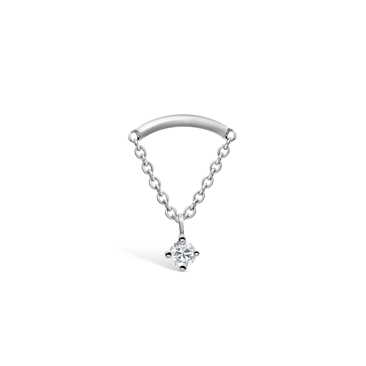 Prong Set Diamond Drape Threaded Stud Earring