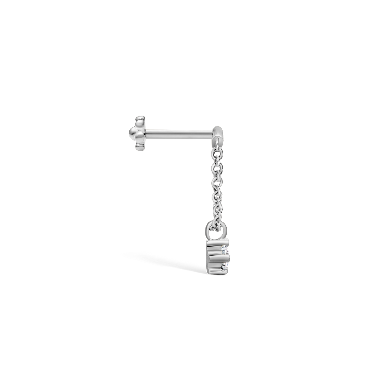 Prong Set Diamond Drape Threaded Stud Earring