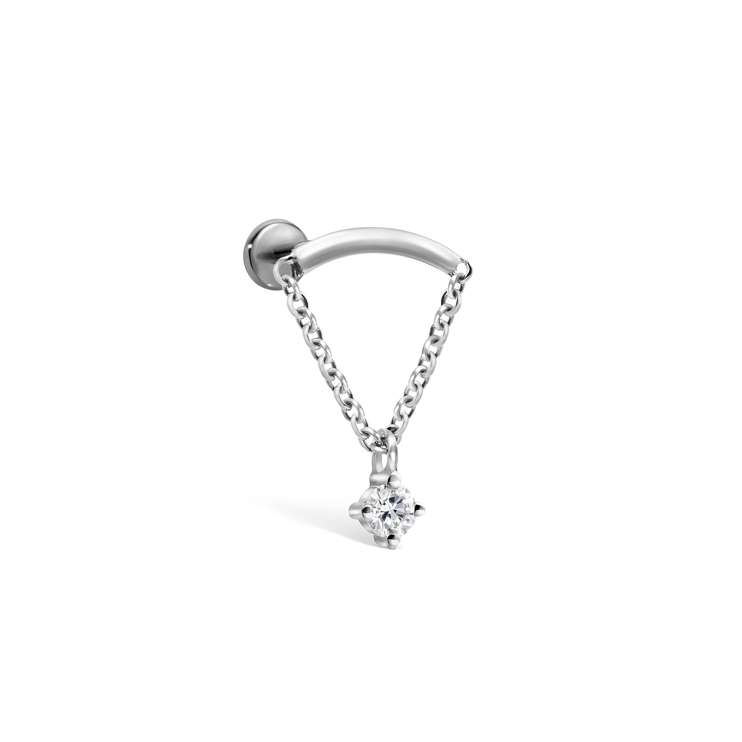 Invisible Set Triangle Diamond Drape Threaded Stud Earring With Titanium Backing
