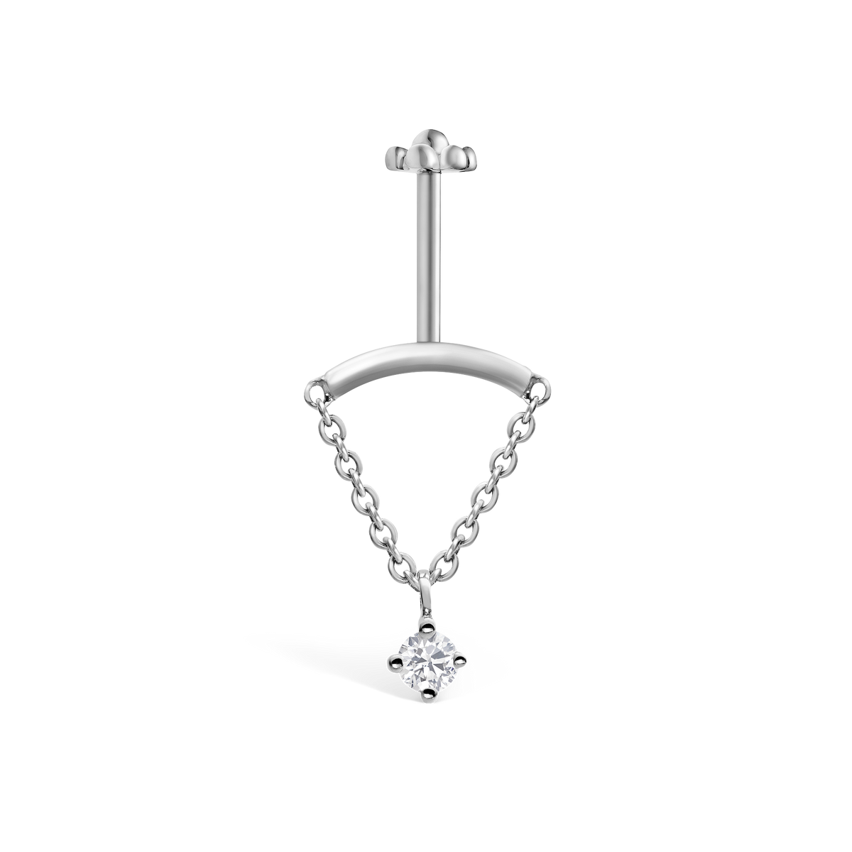 Prong Set Diamond Drape Threaded Stud Earring