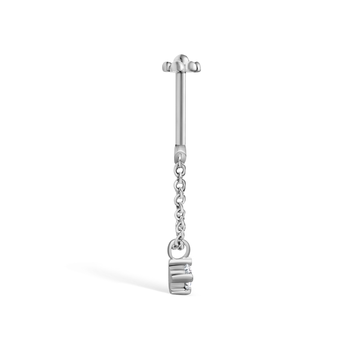 Prong Set Diamond Drape Threaded Stud Earring