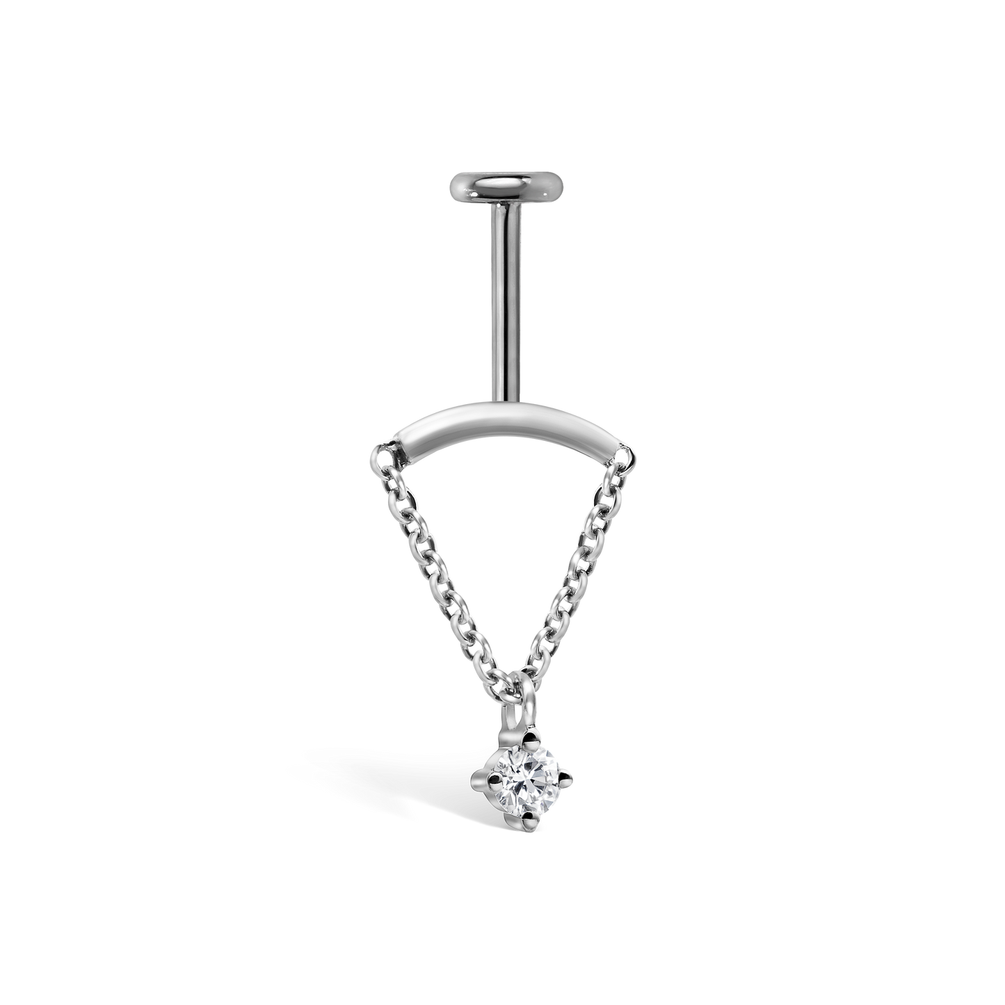Invisible Set Triangle Diamond Drape Threaded Stud Earring With Titanium Backing