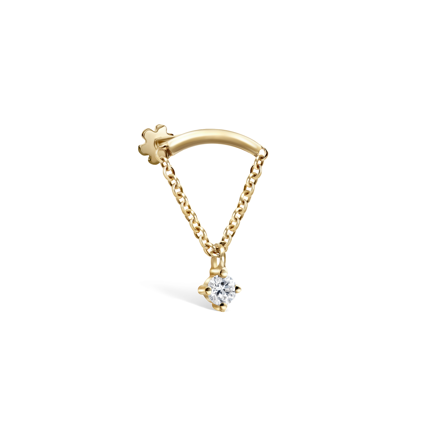 Prong Set Diamond Drape Threaded Stud Earring