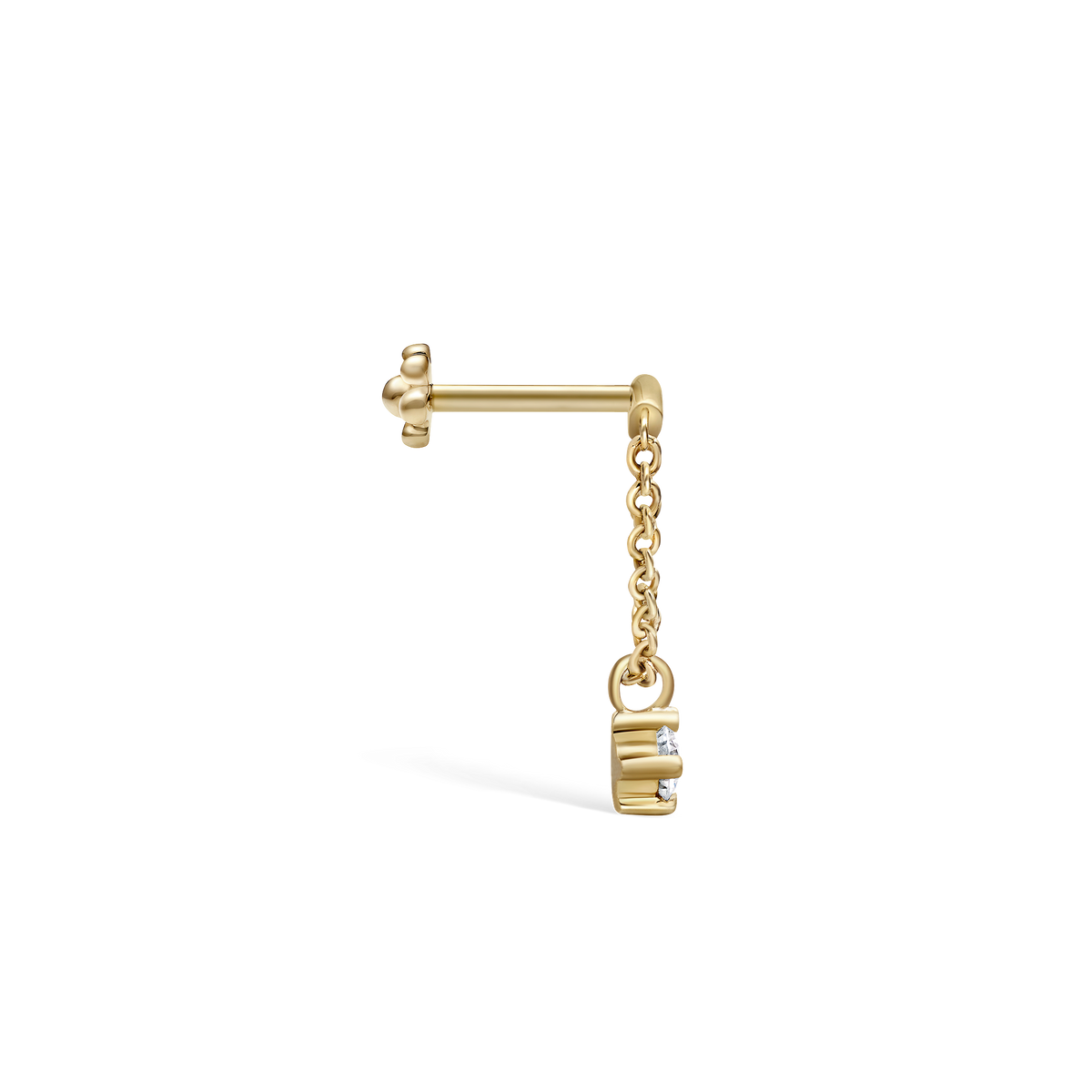 Prong Set Diamond Drape Threaded Stud Earring