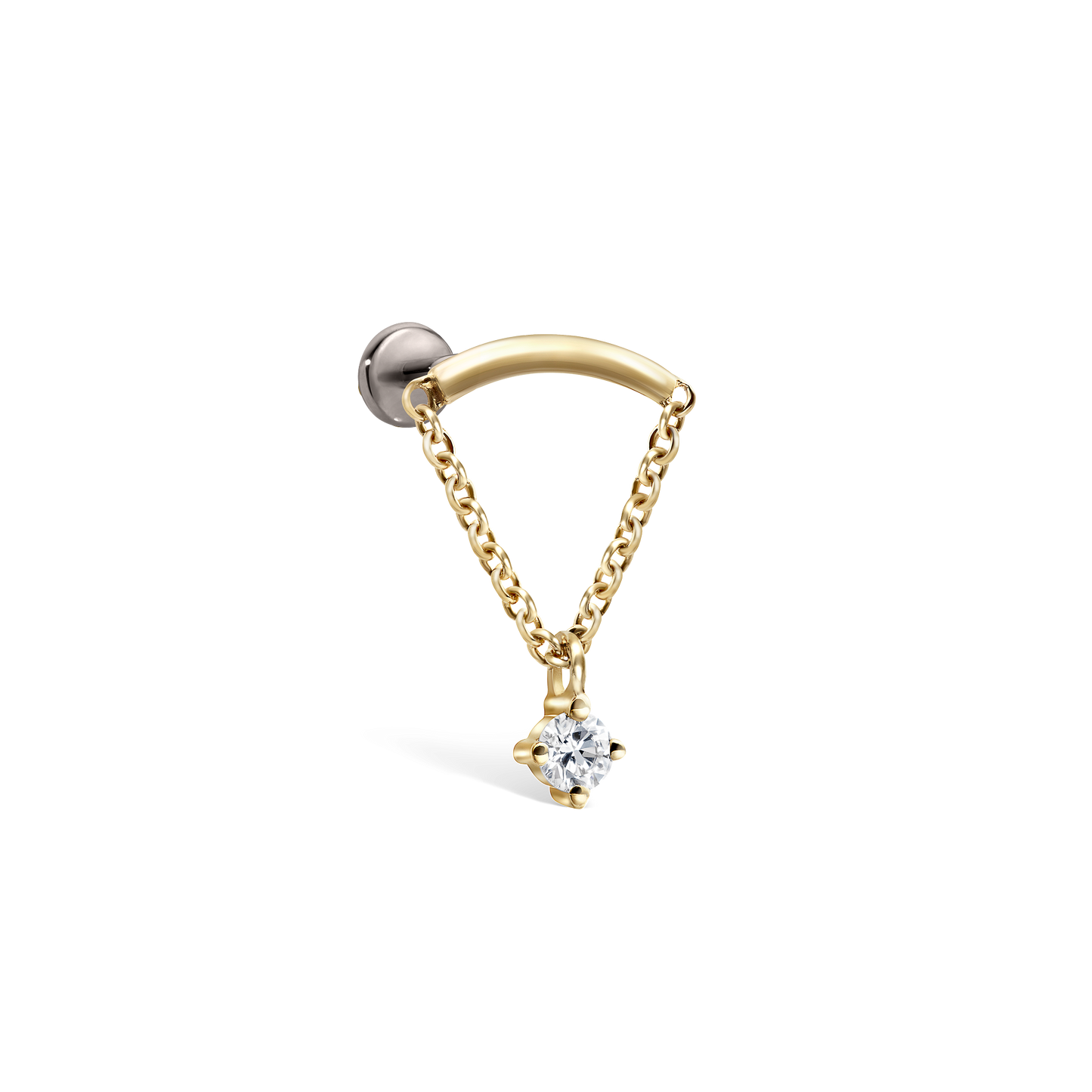 Invisible Set Triangle Diamond Drape Threaded Stud Earring With Titanium Backing