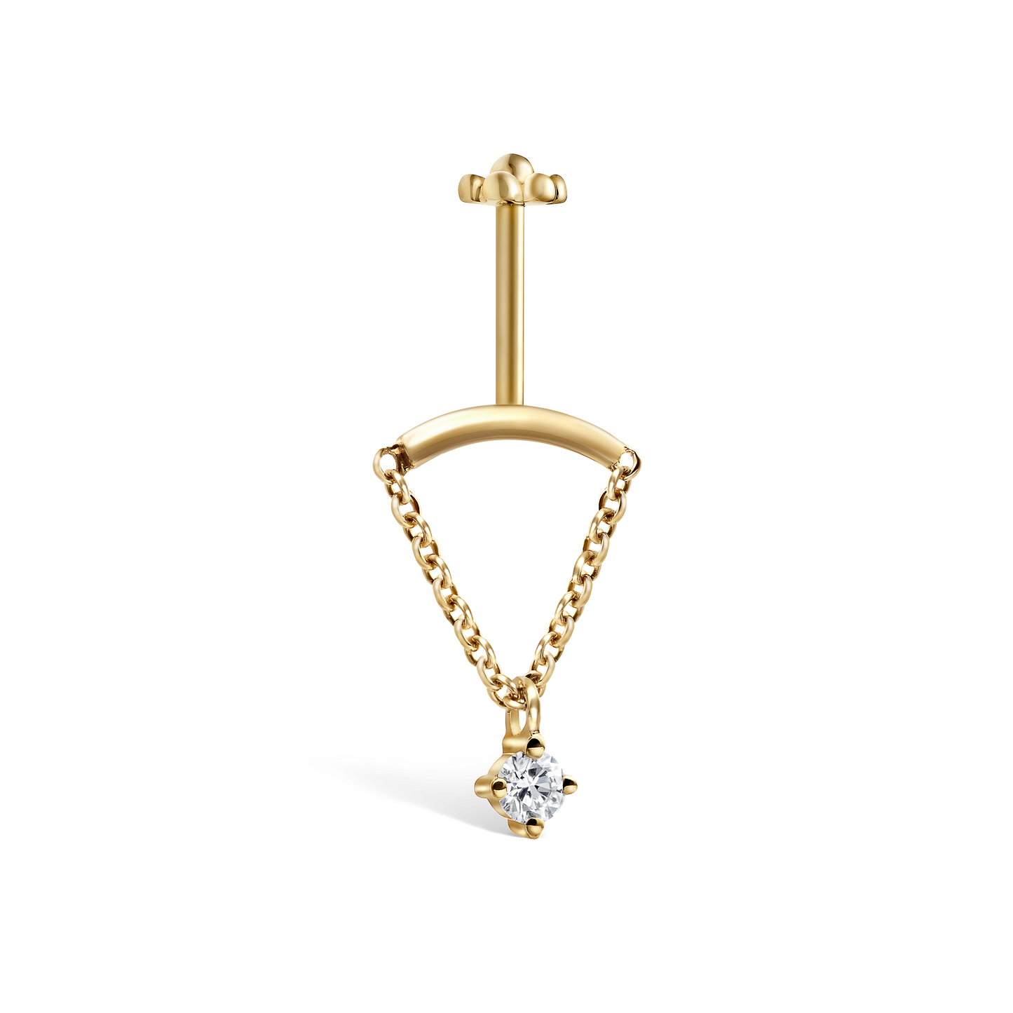 Prong Set Diamond Drape Threaded Stud Earring