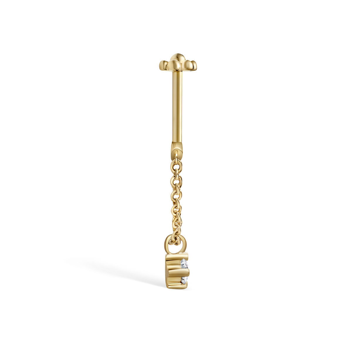 Prong Set Diamond Drape Threaded Stud Earring