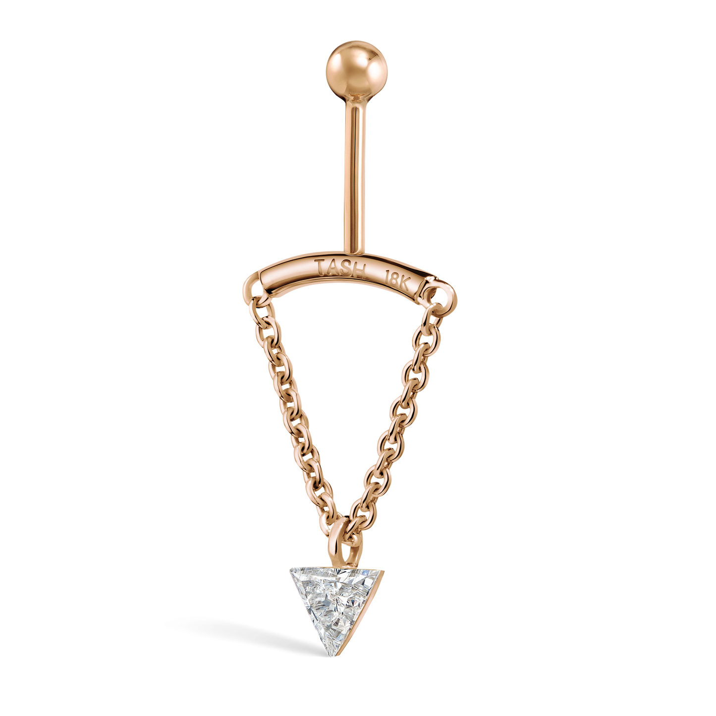 Invisible Set Triangle Diamond Drape Threaded Stud Earring