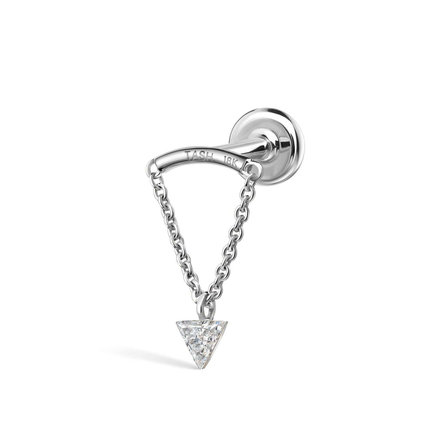 Invisible Set Triangle Diamond Drape Threaded Stud Earring