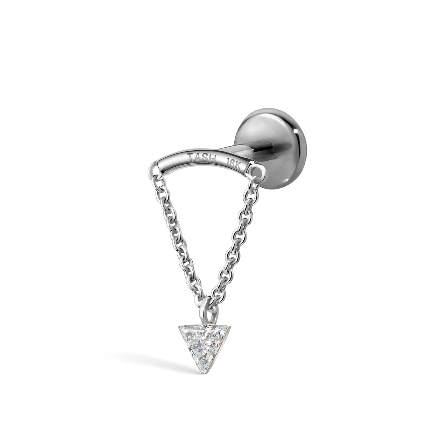 Invisible Set Triangle Diamond Drape Threaded Stud Earring With Titanium Backing