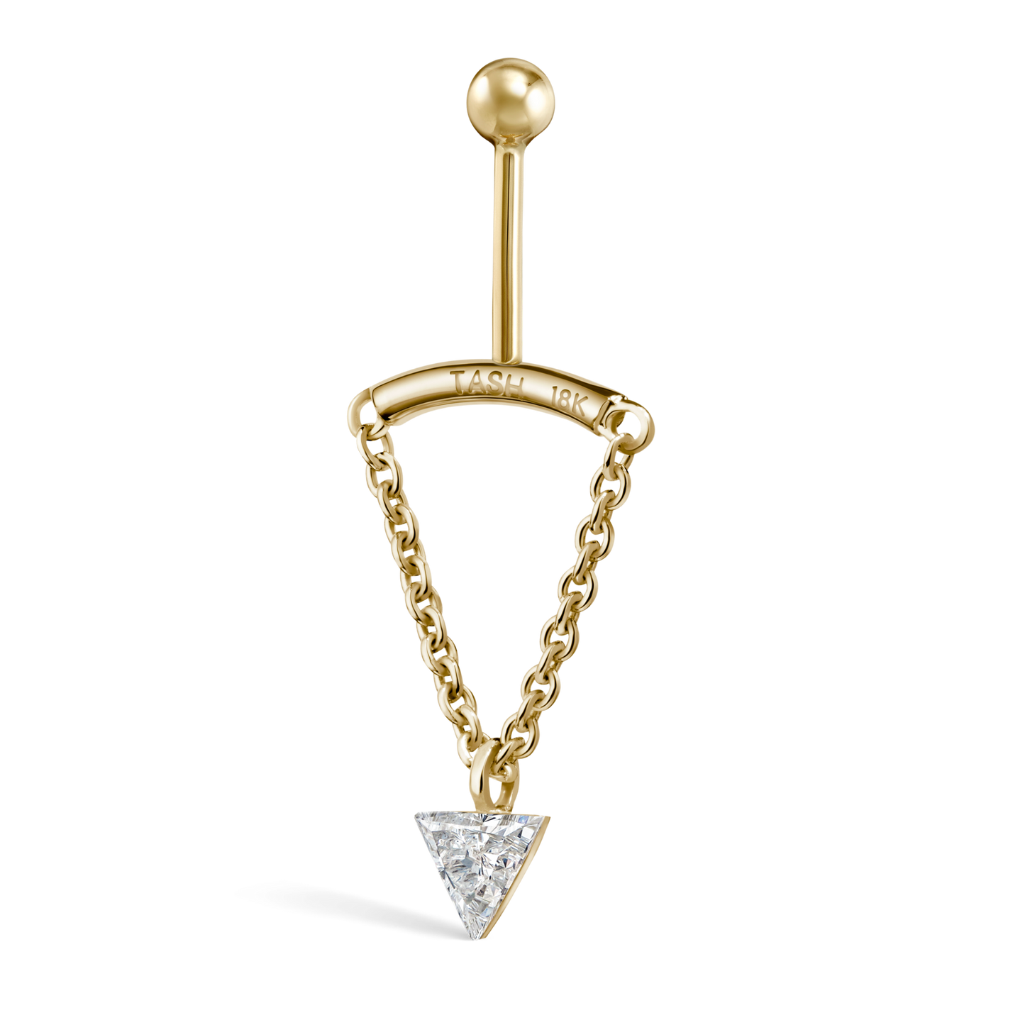 Invisible Set Triangle Diamond Drape Threaded Stud Earring