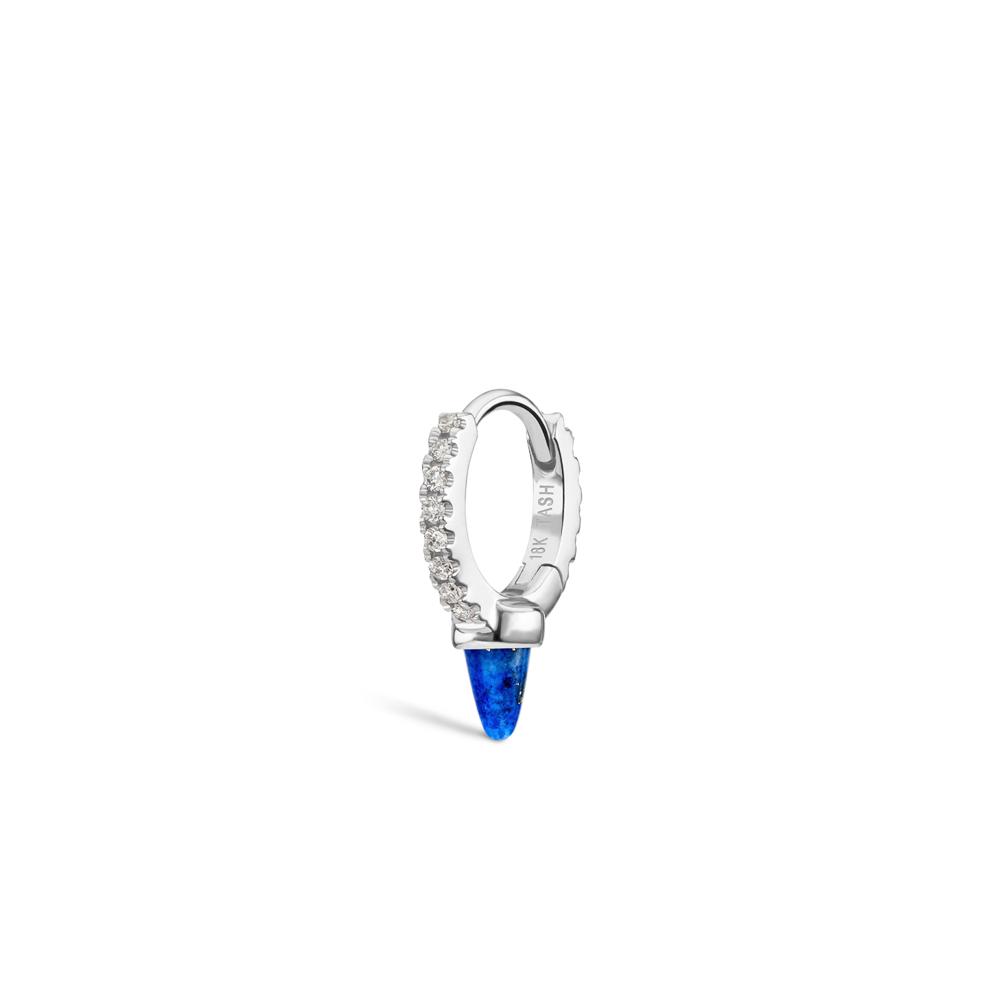 Lapis Single Short Spike Diamond Eternity Hoop Earring