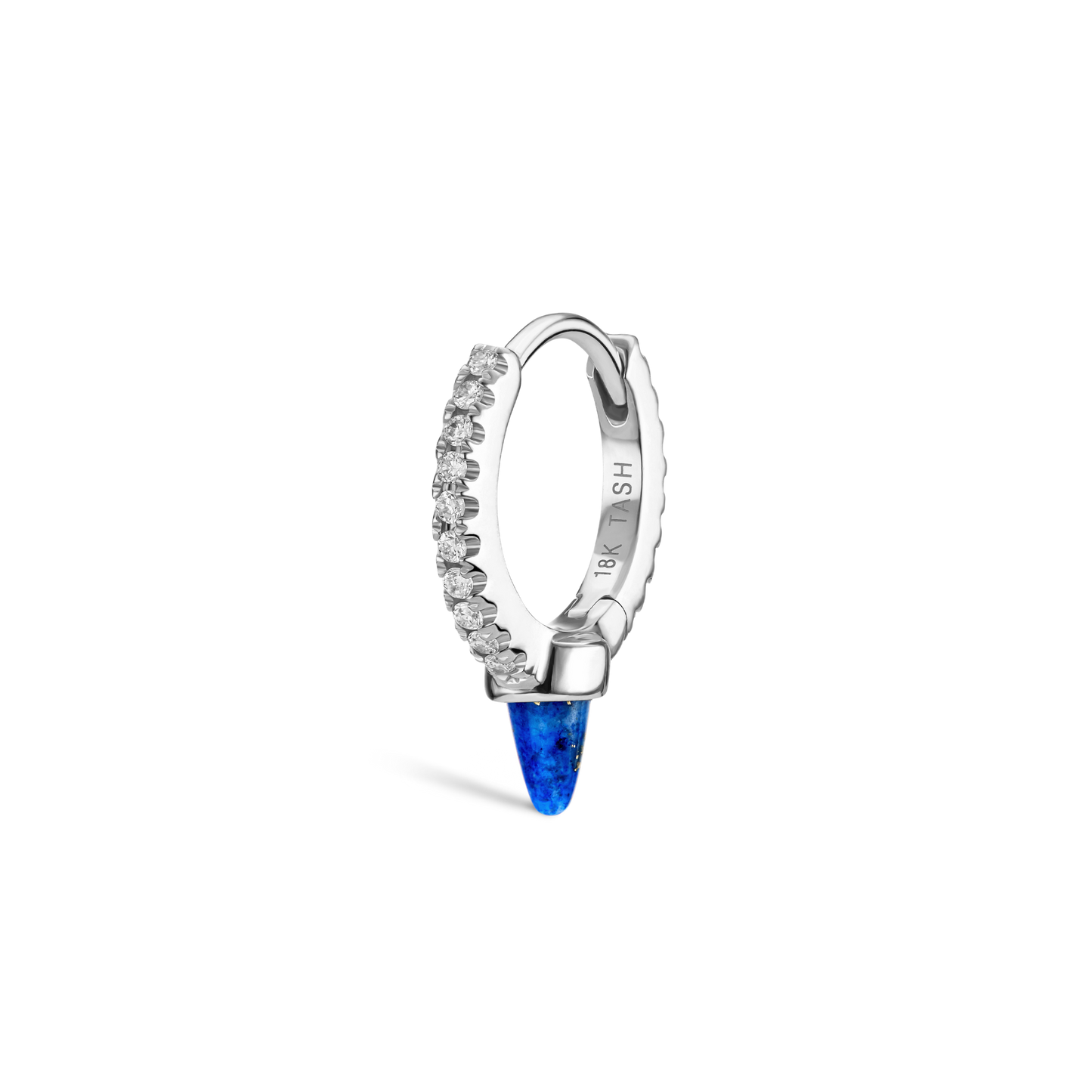 Lapis Single Short Spike Diamond Eternity Hoop Earring