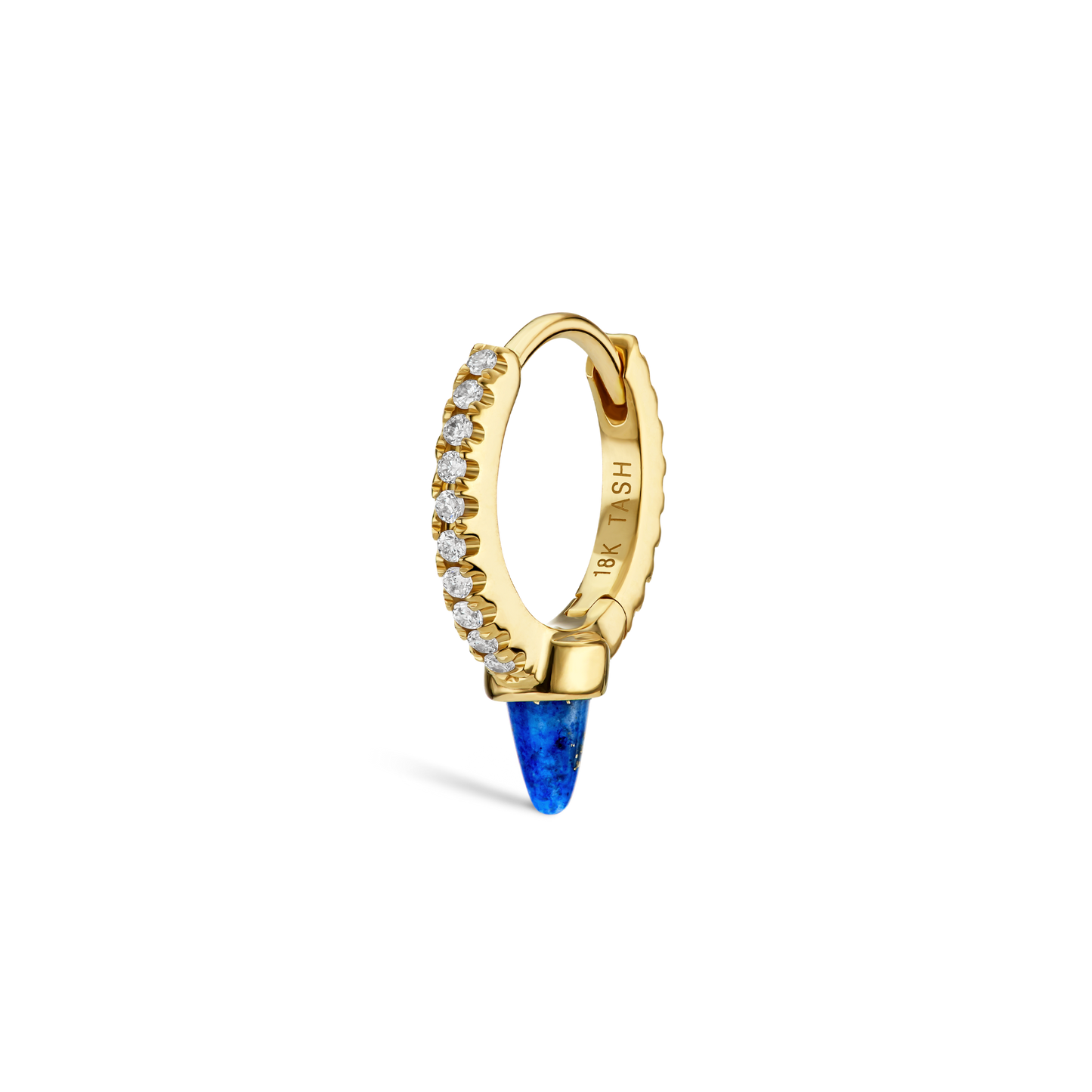Lapis Single Short Spike Diamond Eternity Hoop Earring