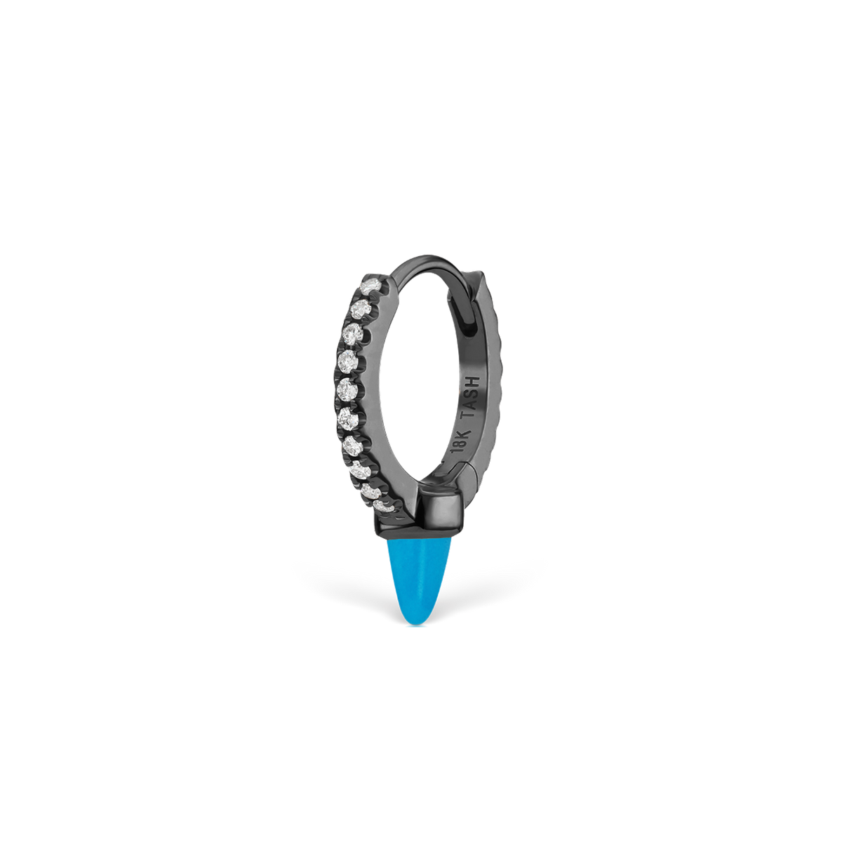 Single Short Turquoise Spike Diamond Eternity Hoop Earring