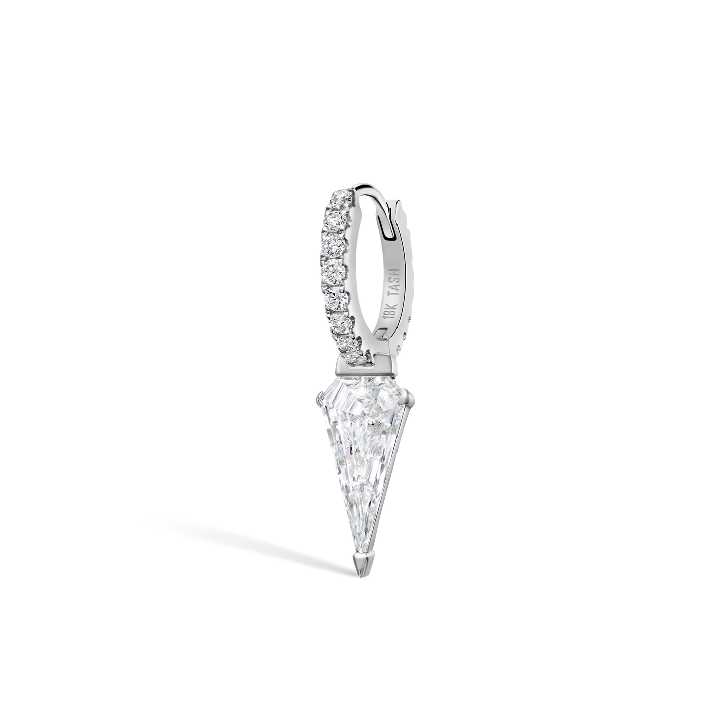 Silhouette Diamond Long Spike Eternity Hoop Earring