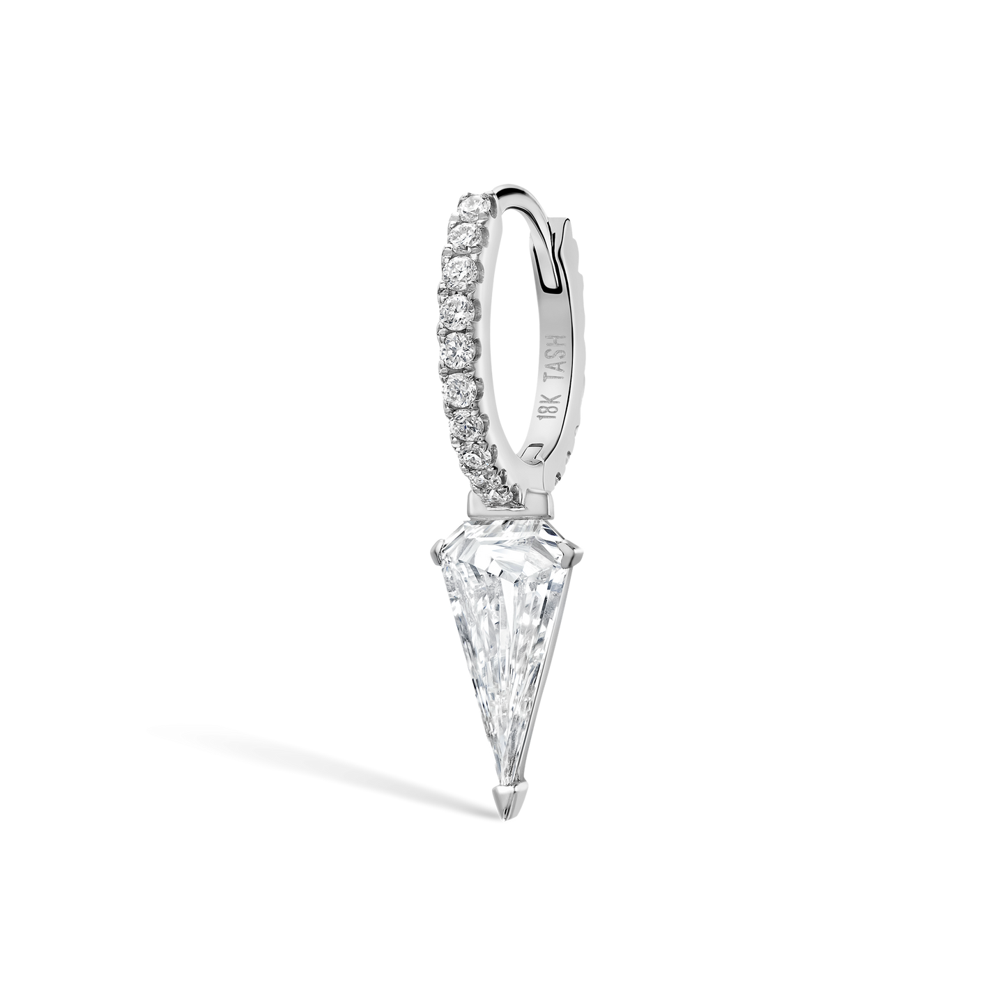 Silhouette Diamond Long Spike Eternity Hoop Earring