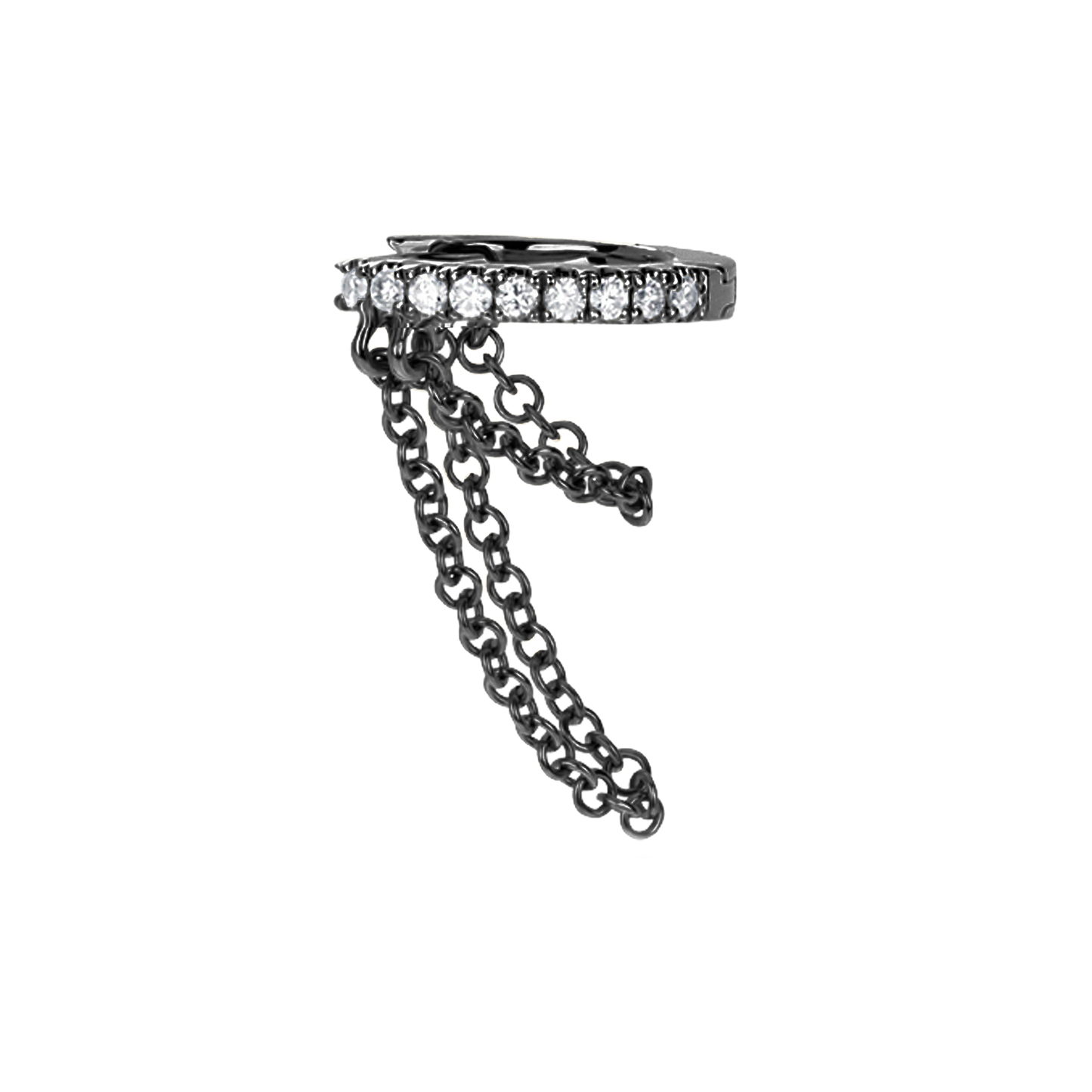 Diamond Eternity with Two Chains Hoop Earring