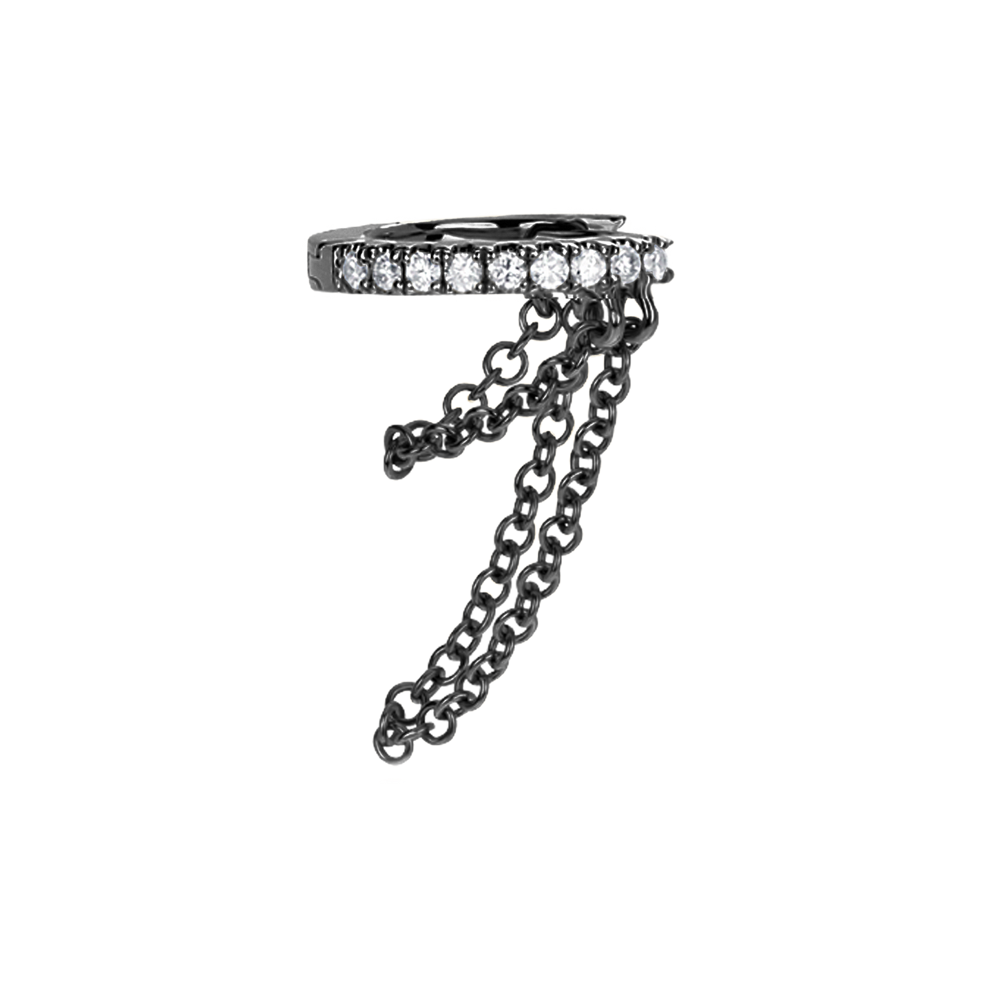 Diamond Eternity with Two Chains Hoop Earring