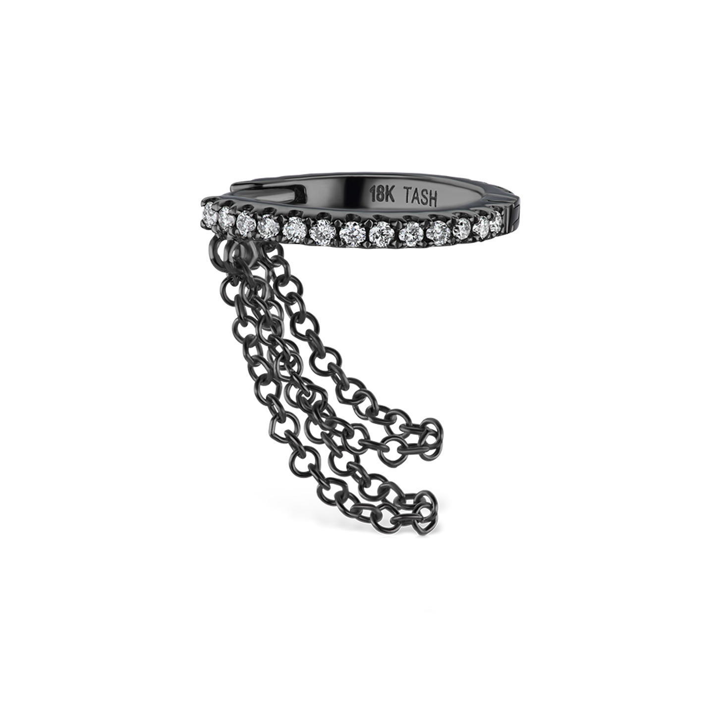Diamond Eternity with Two Chains Hoop Earring