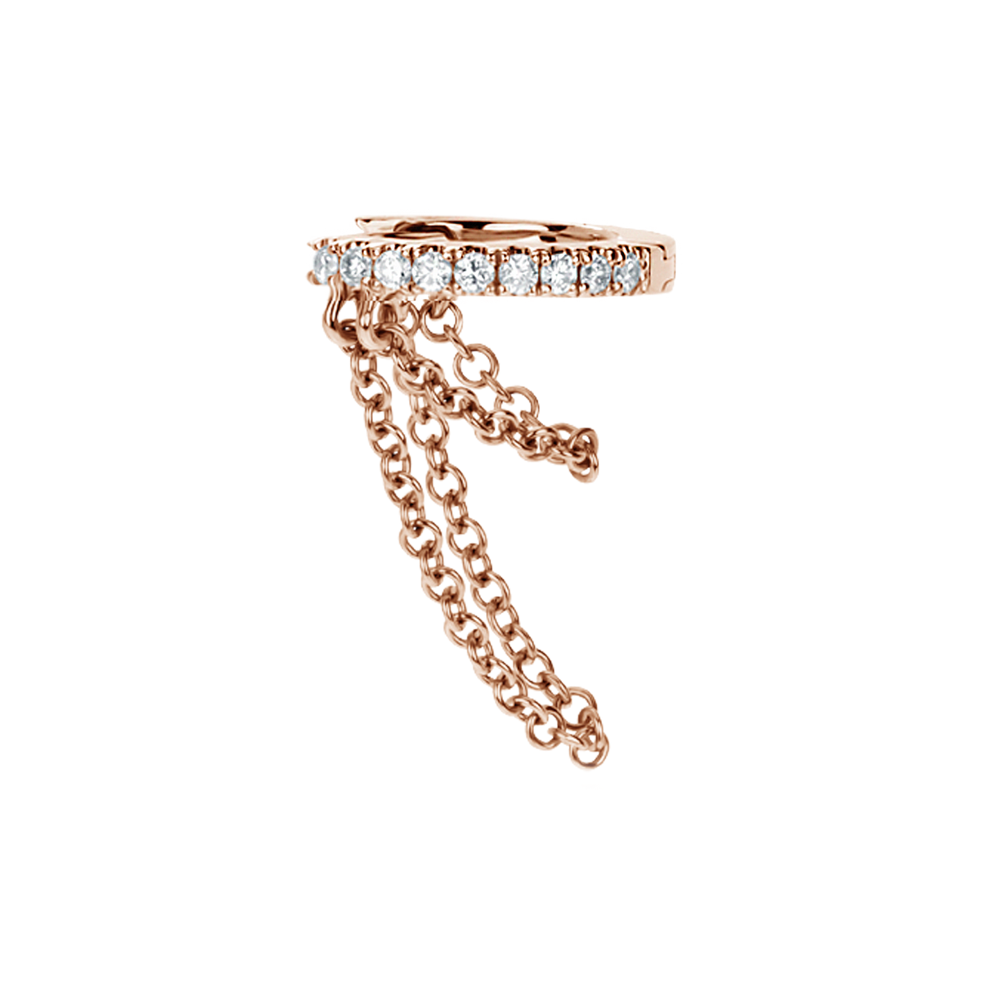 Diamond Eternity with Two Chains Hoop Earring