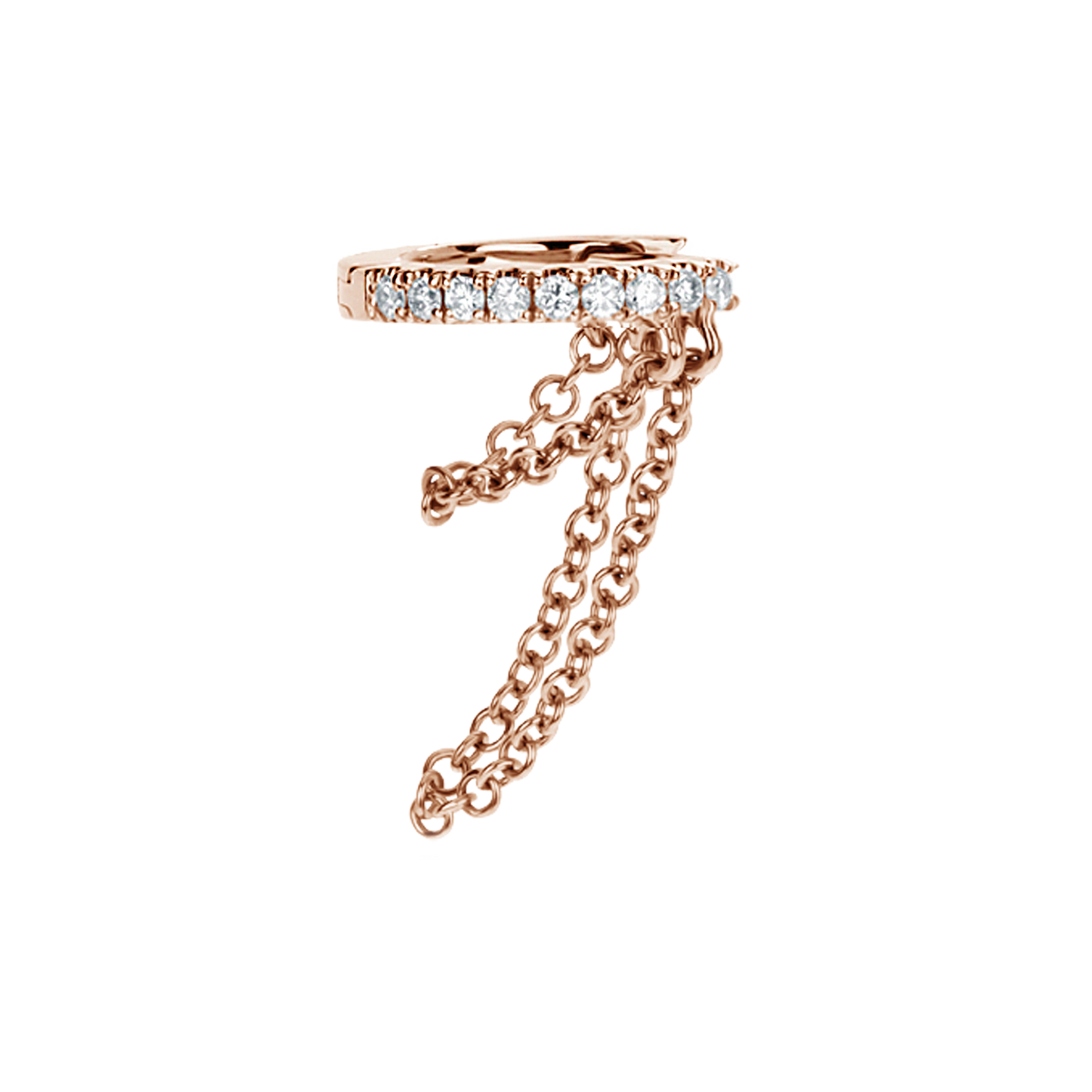 Diamond Eternity with Two Chains Hoop Earring