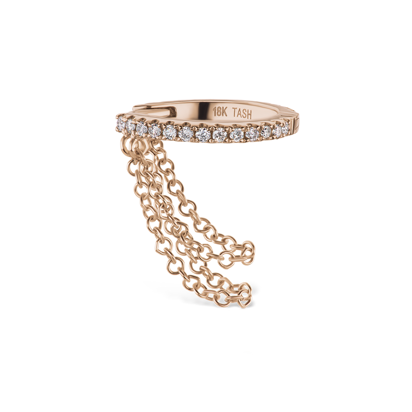 Diamond Eternity with Two Chains Hoop Earring