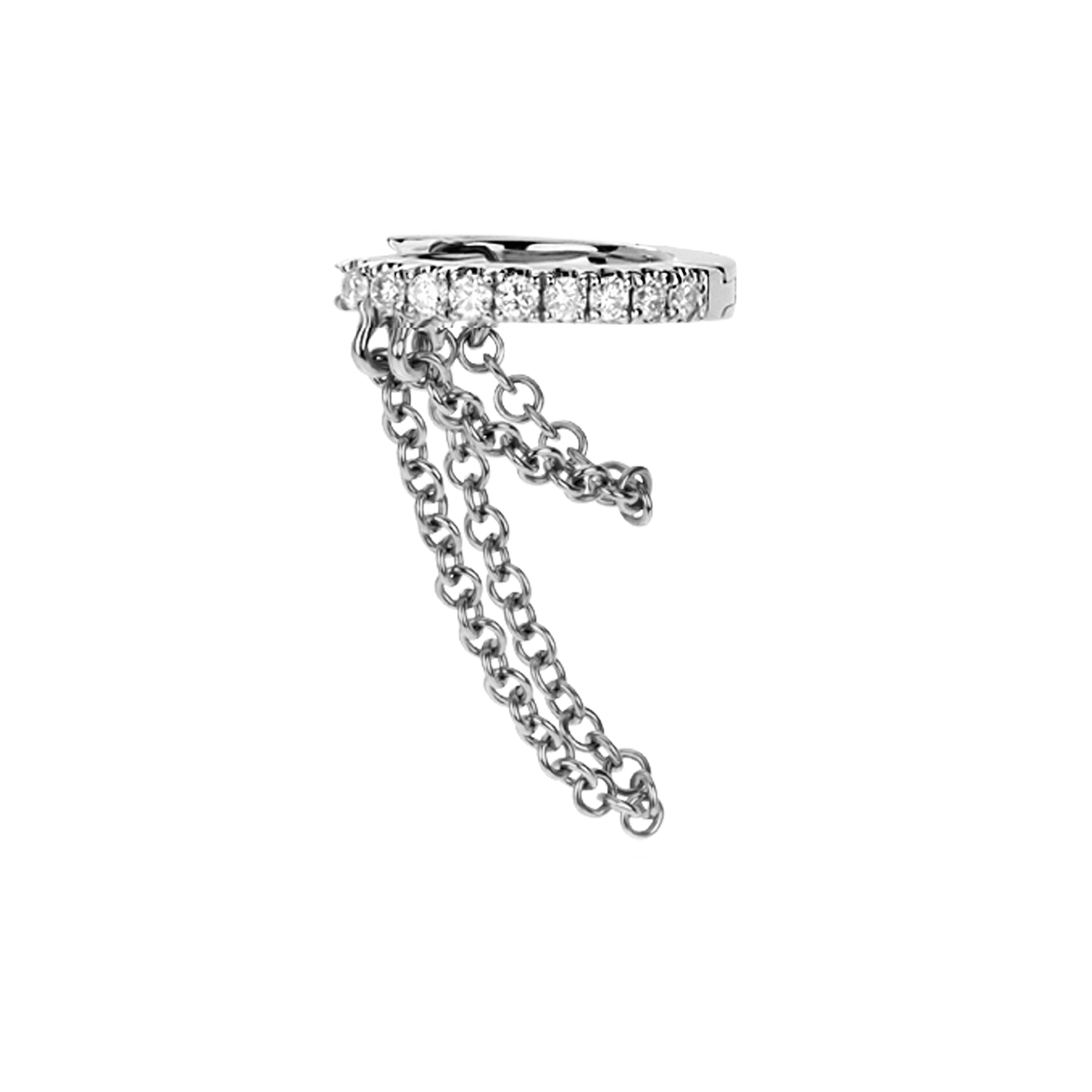 Diamond Eternity with Two Chains Hoop Earring