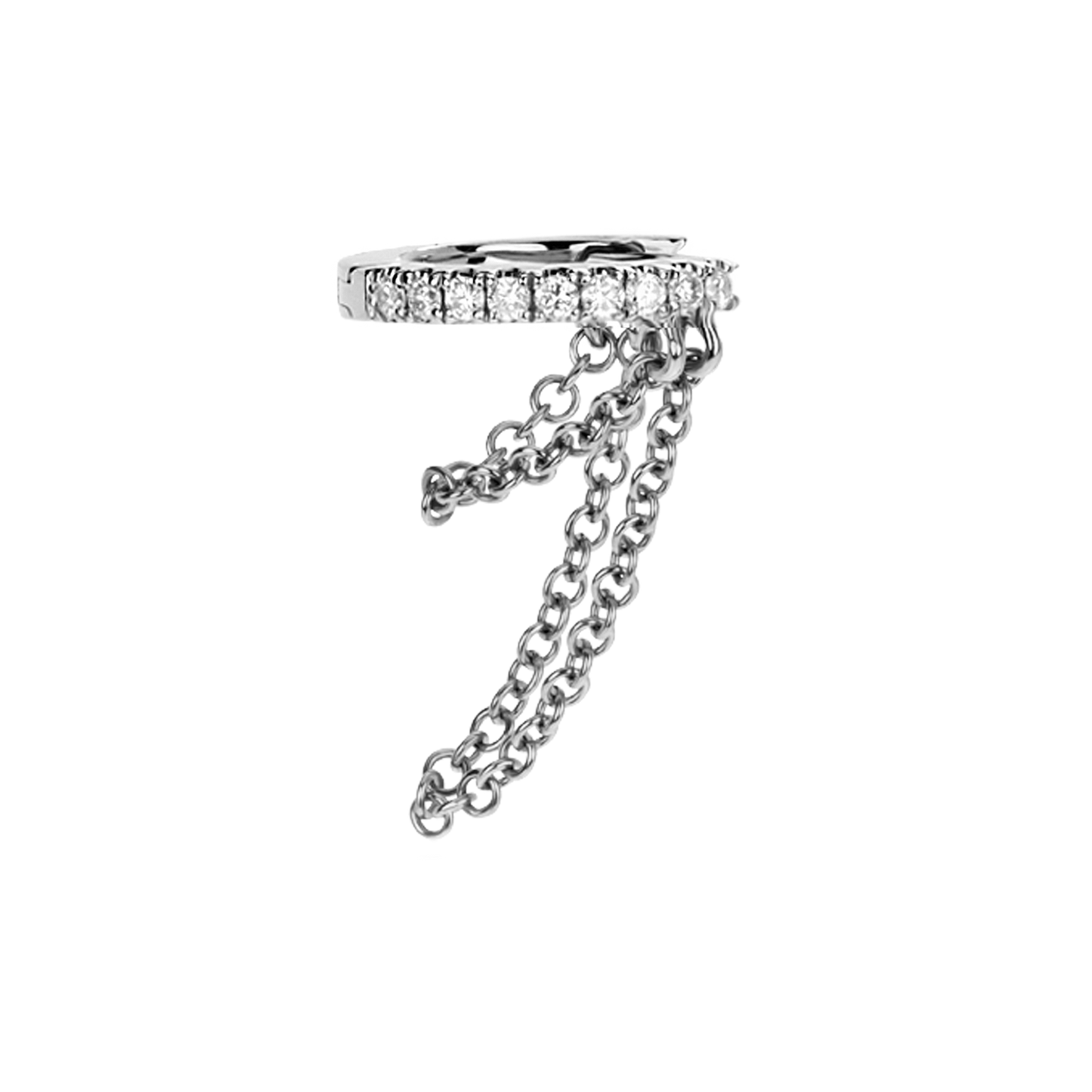 Diamond Eternity with Two Chains Hoop Earring
