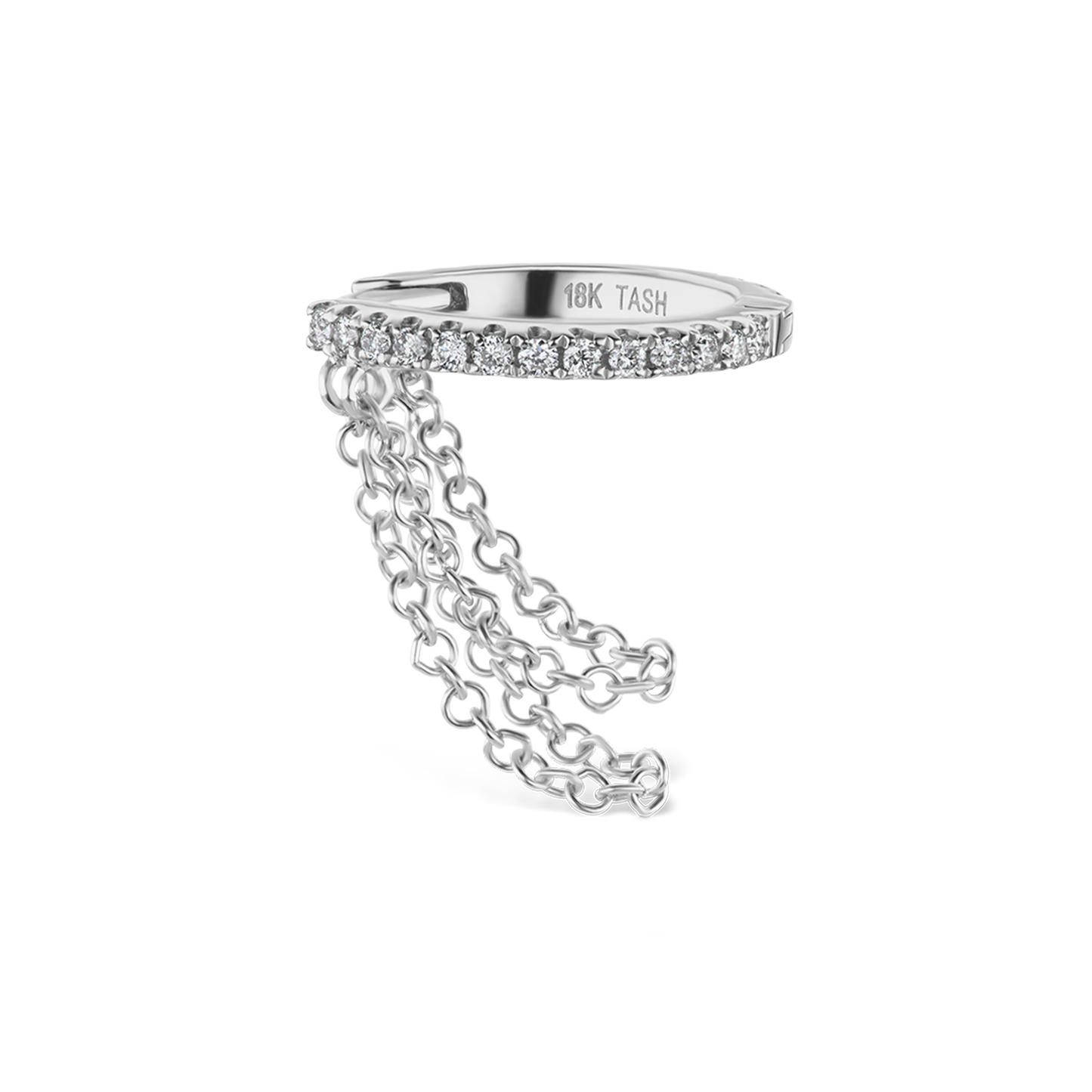 Diamond Eternity with Two Chains Hoop Earring