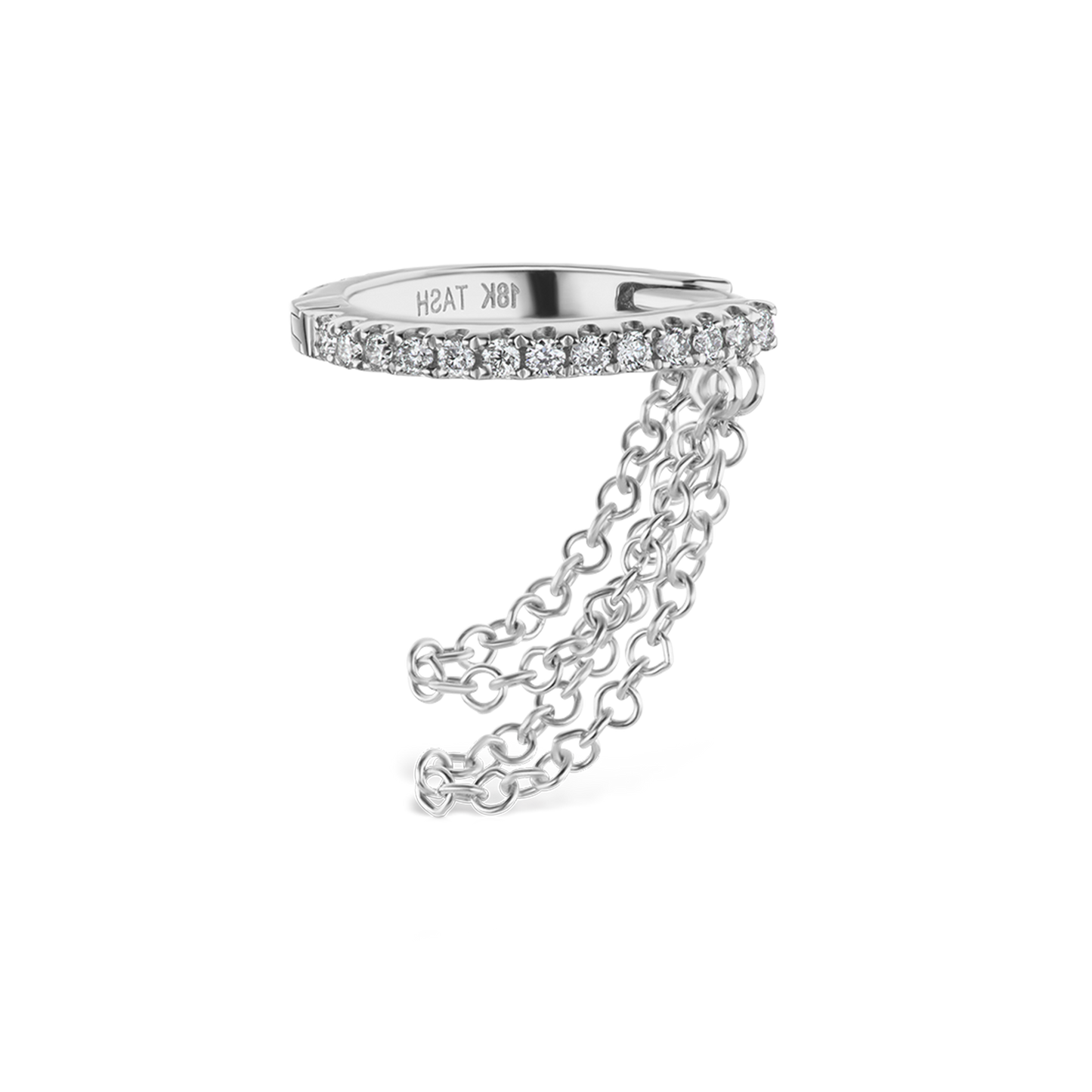 Diamond Eternity with Two Chains Hoop Earring