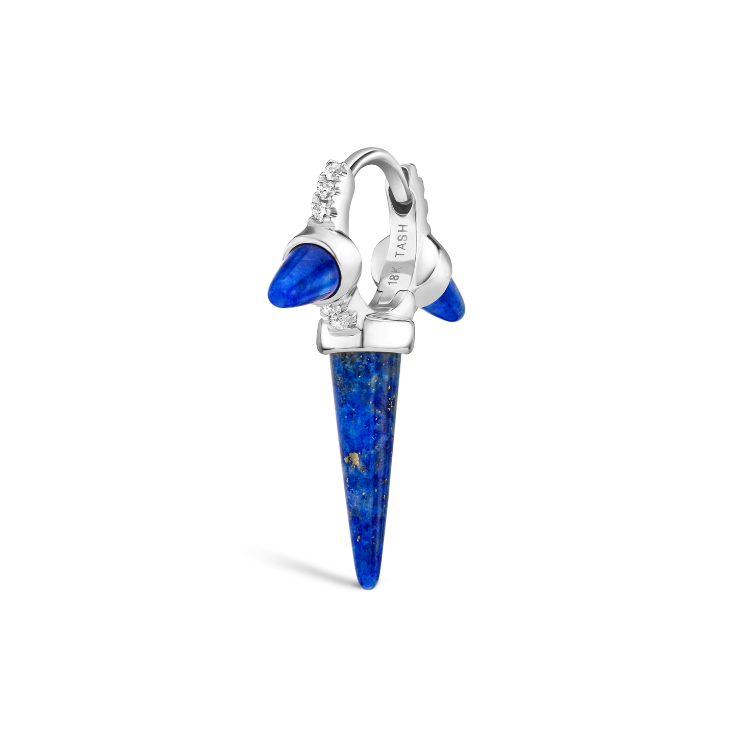 Lapis Triple Long Spike Diamond Eternity Hoop Earring