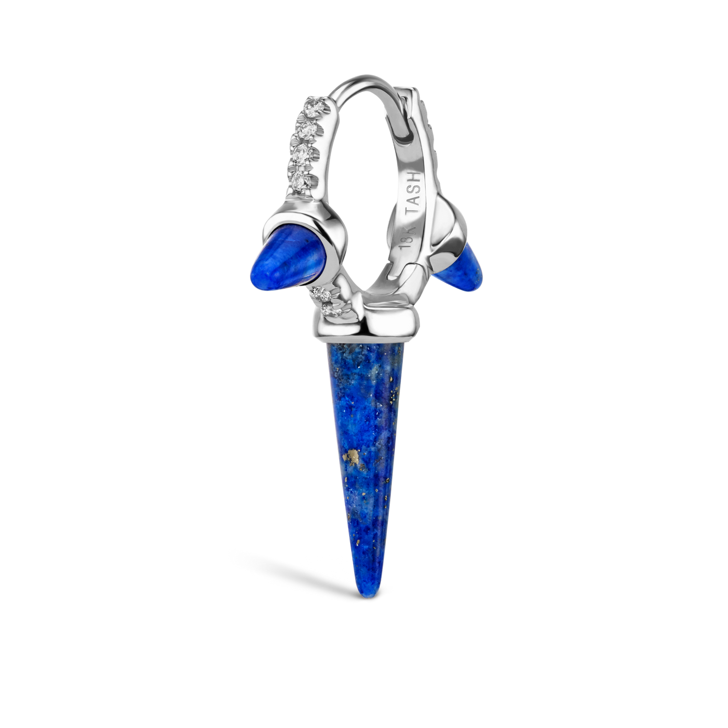 Lapis Triple Long Spike Diamond Eternity Hoop Earring