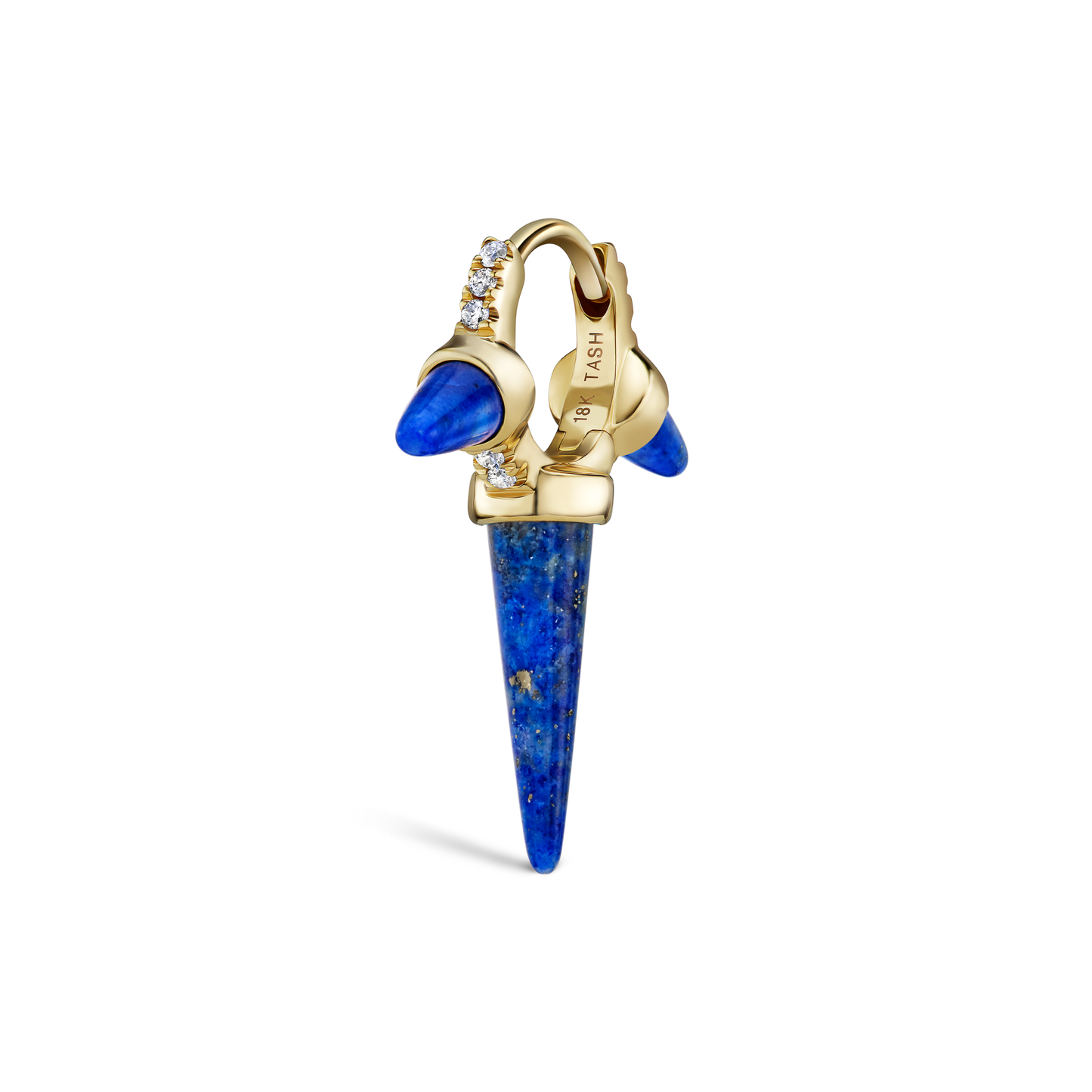 Lapis Triple Long Spike Diamond Eternity Hoop Earring