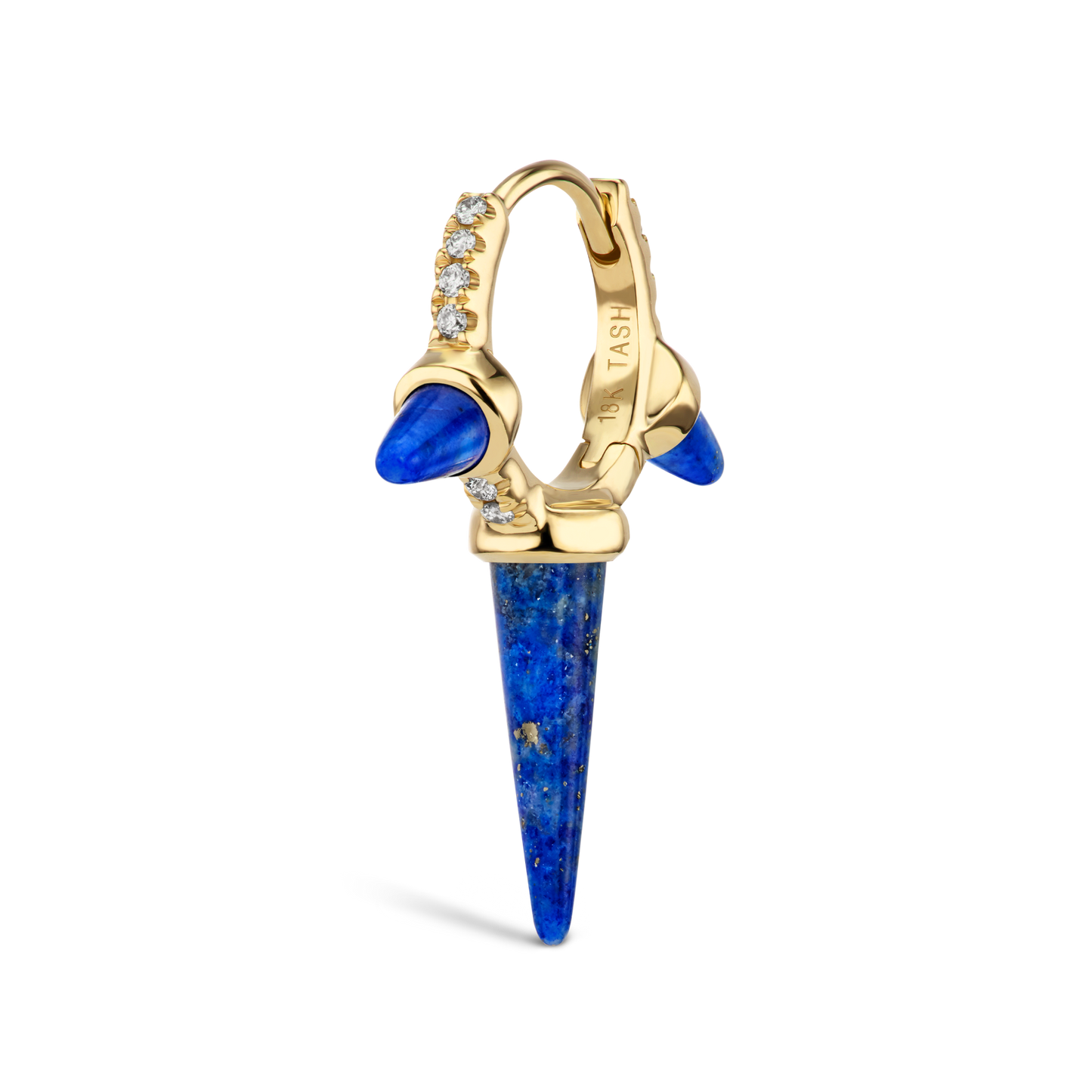 Lapis Triple Long Spike Diamond Eternity Hoop Earring