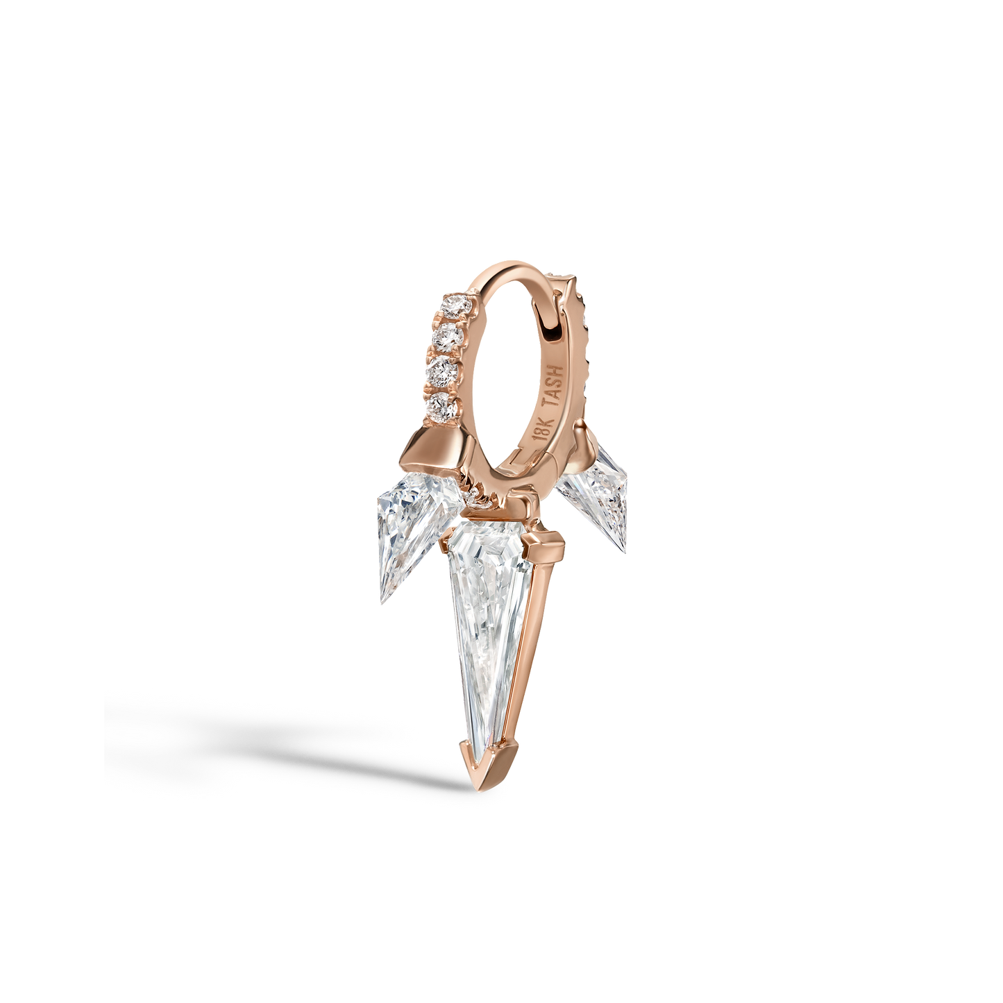 Silhouette Diamond Triple Long Spike Eternity Hoop Earring