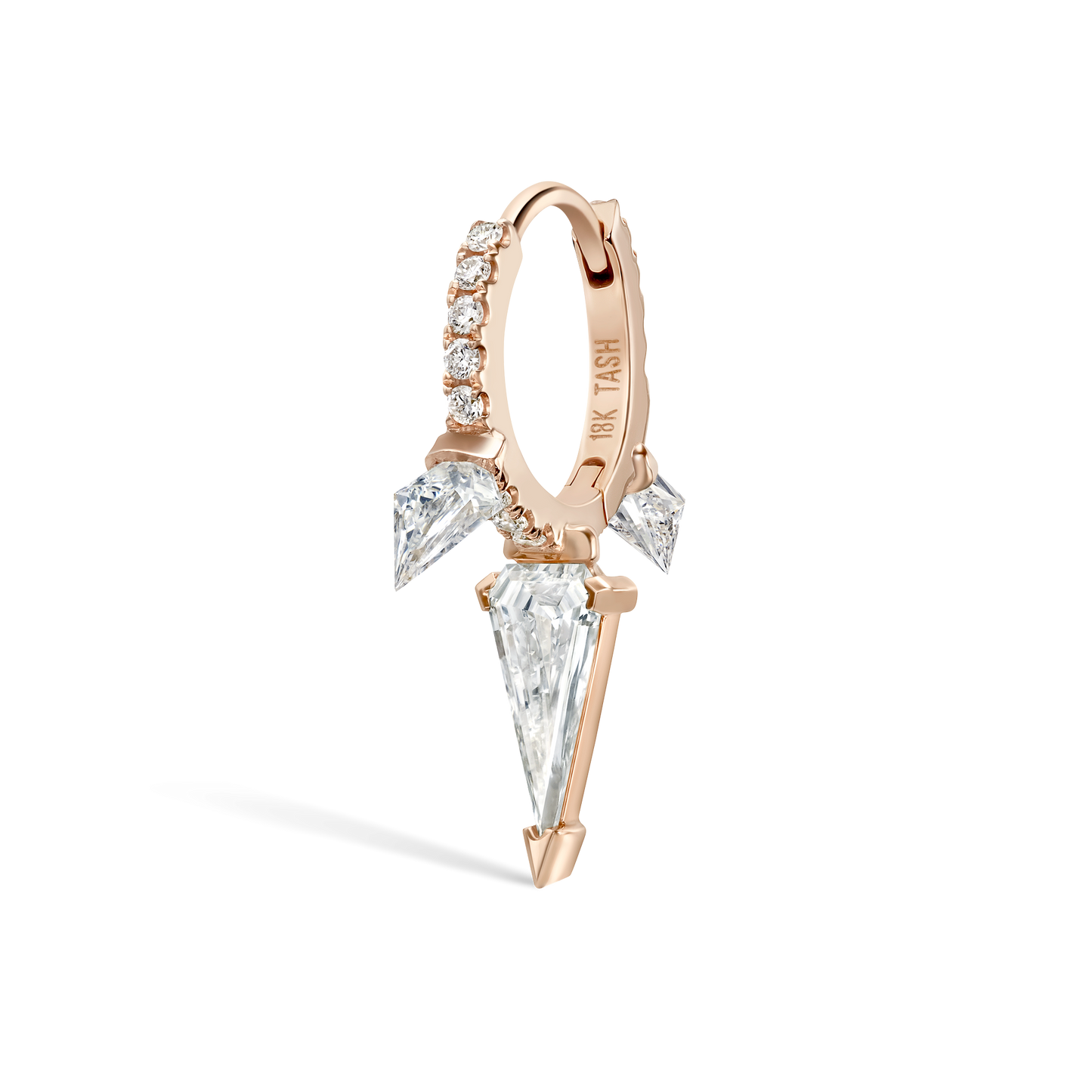 Silhouette Diamond Triple Long Spike Eternity Hoop Earring
