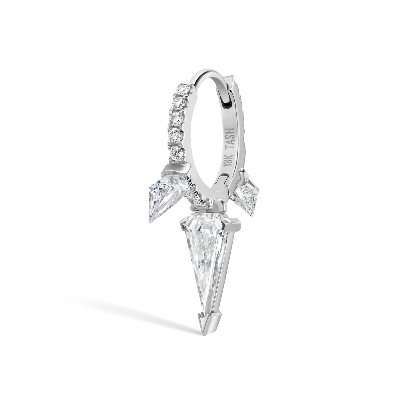 Silhouette Diamond Triple Long Spike Eternity Hoop Earring
