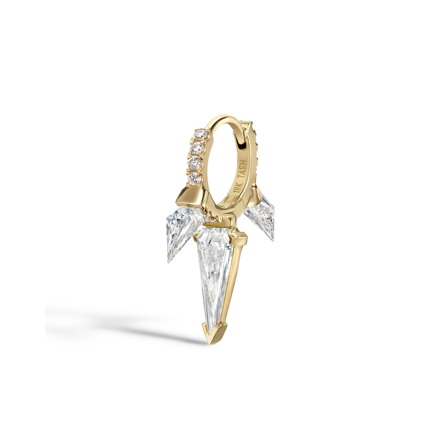 Silhouette Diamond Triple Long Spike Eternity Hoop Earring
