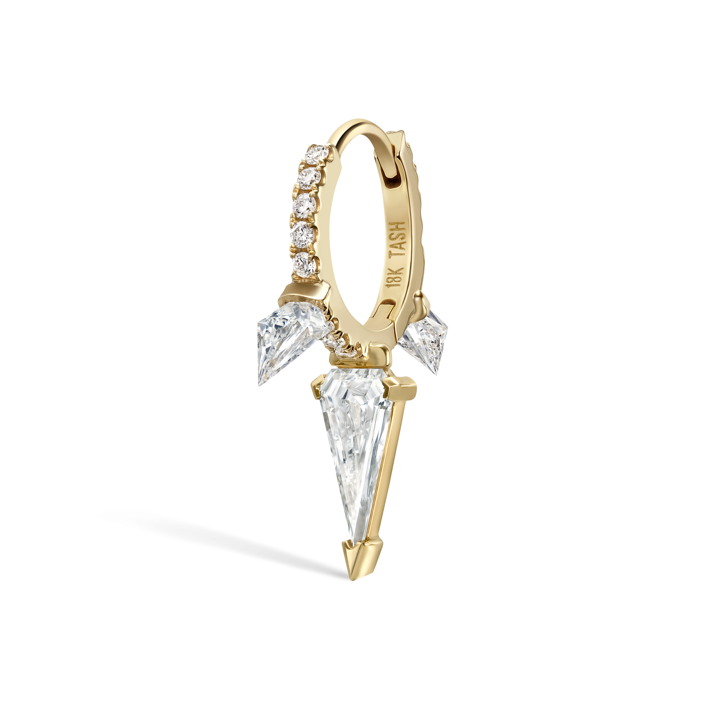 Silhouette Diamond Triple Long Spike Eternity Hoop Earring