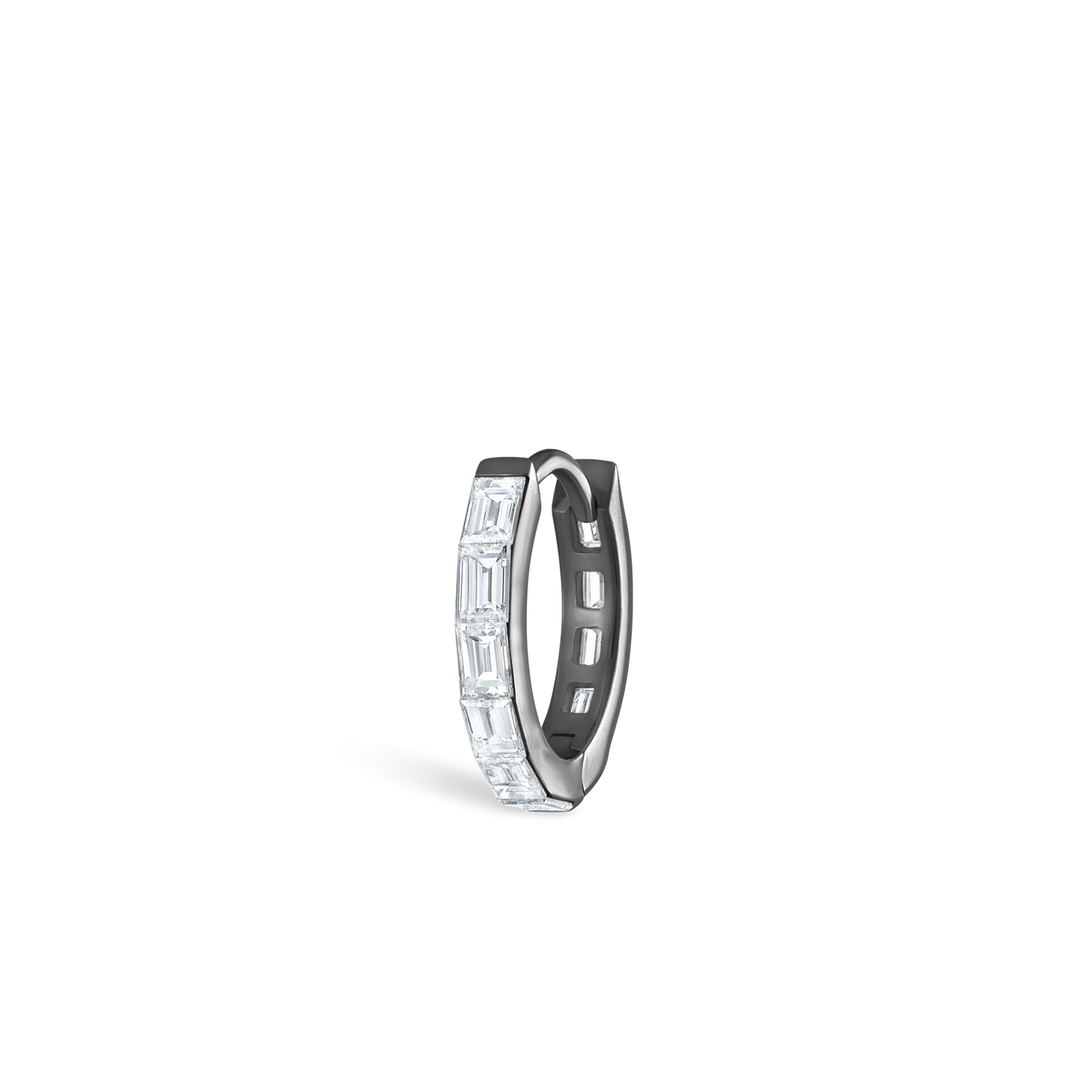 Invisible Set Baguette Diamond Eternity Hoop Earring