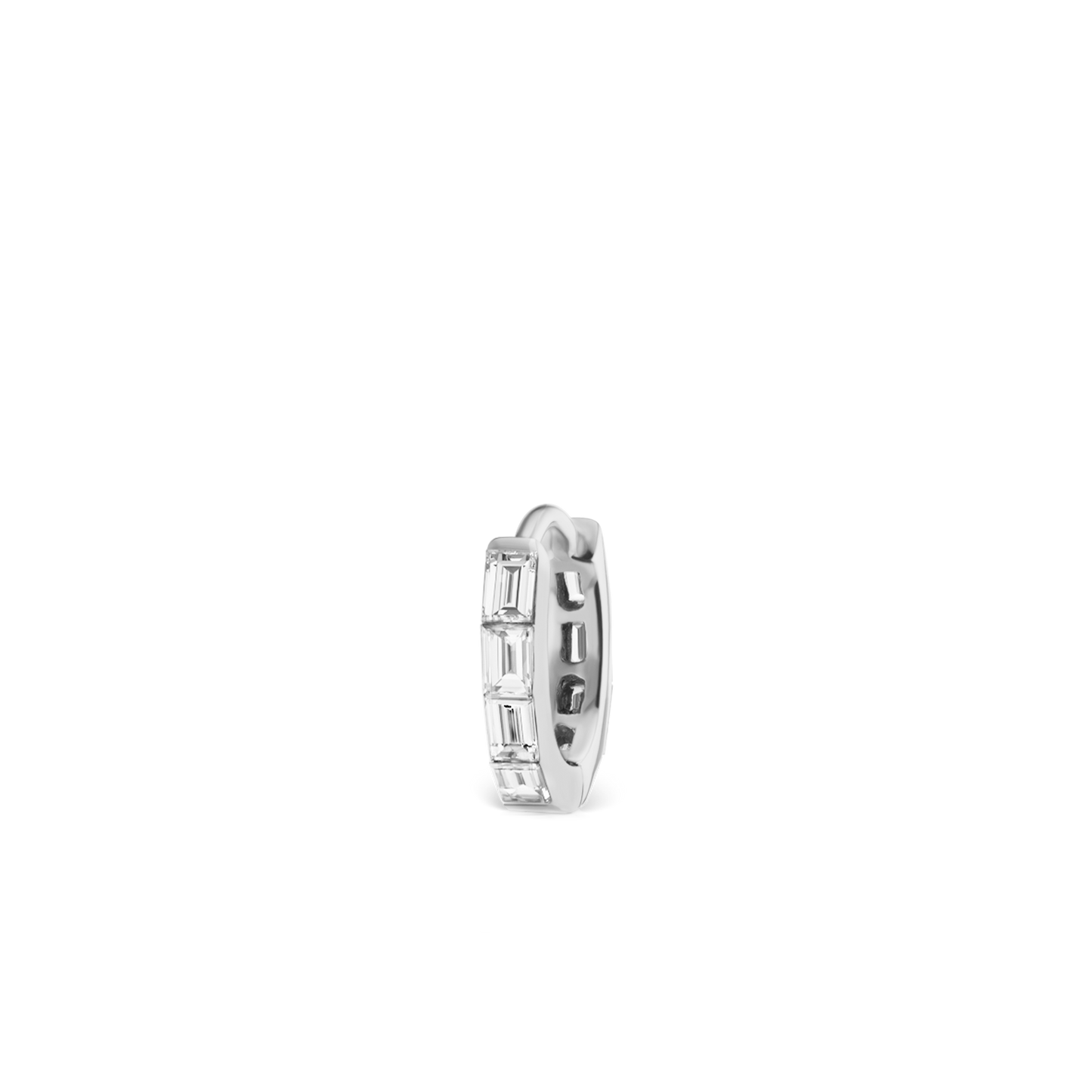 Invisible Set Baguette Diamond Eternity Hoop Earring