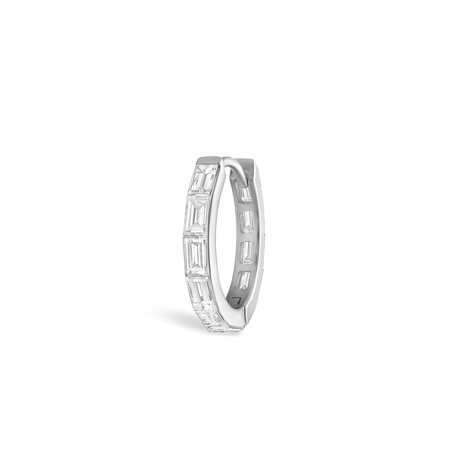 Invisible Set Baguette Diamond Eternity Hoop Earring