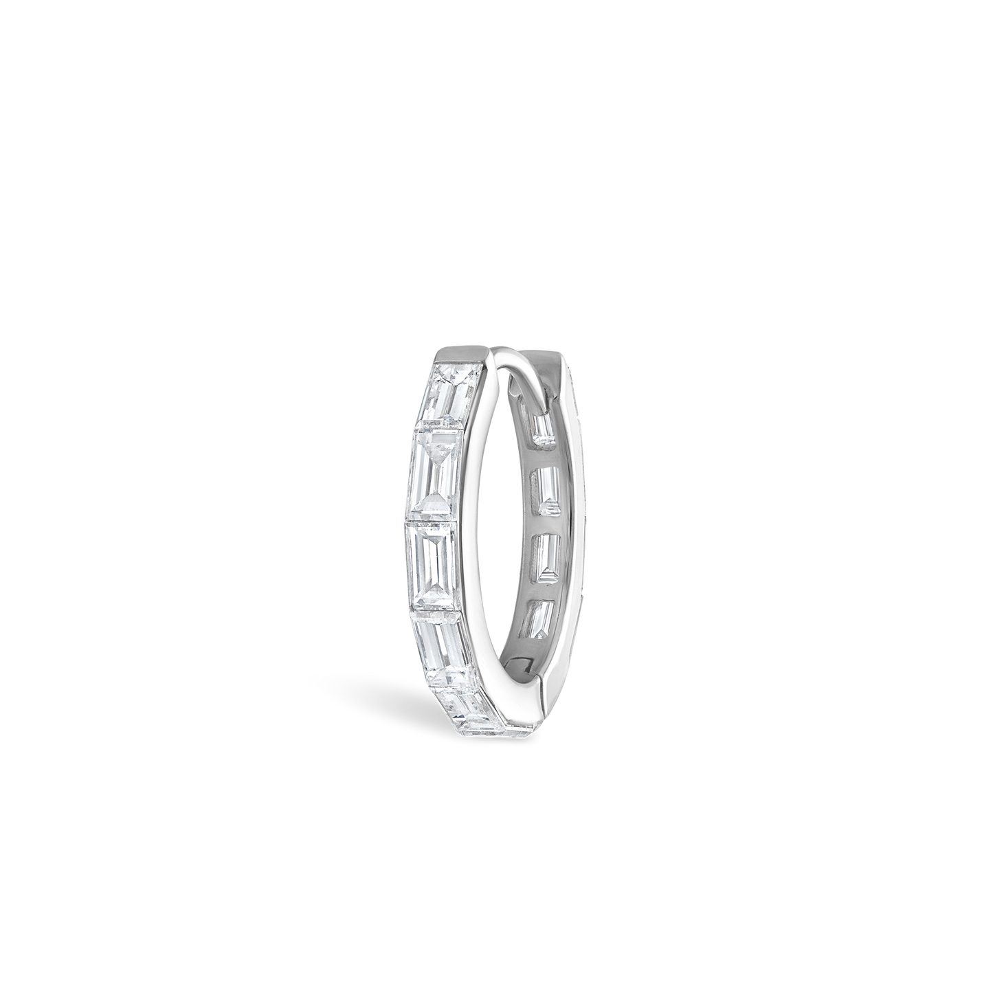 Invisible Set Baguette Diamond Eternity Hoop Earring