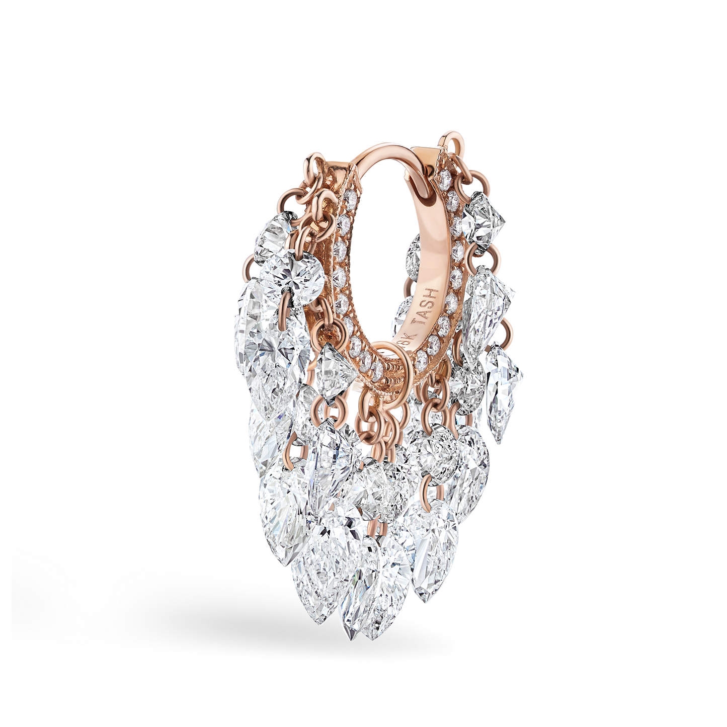 Floating Diamond Tassel Hoop Earring