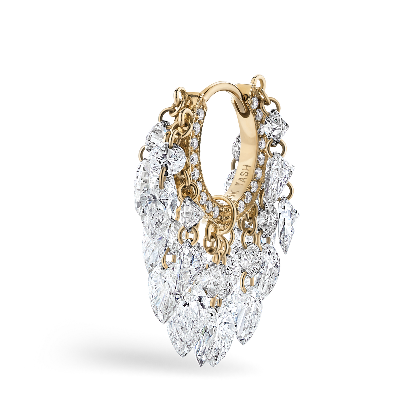 Floating Diamond Tassel Hoop Earring